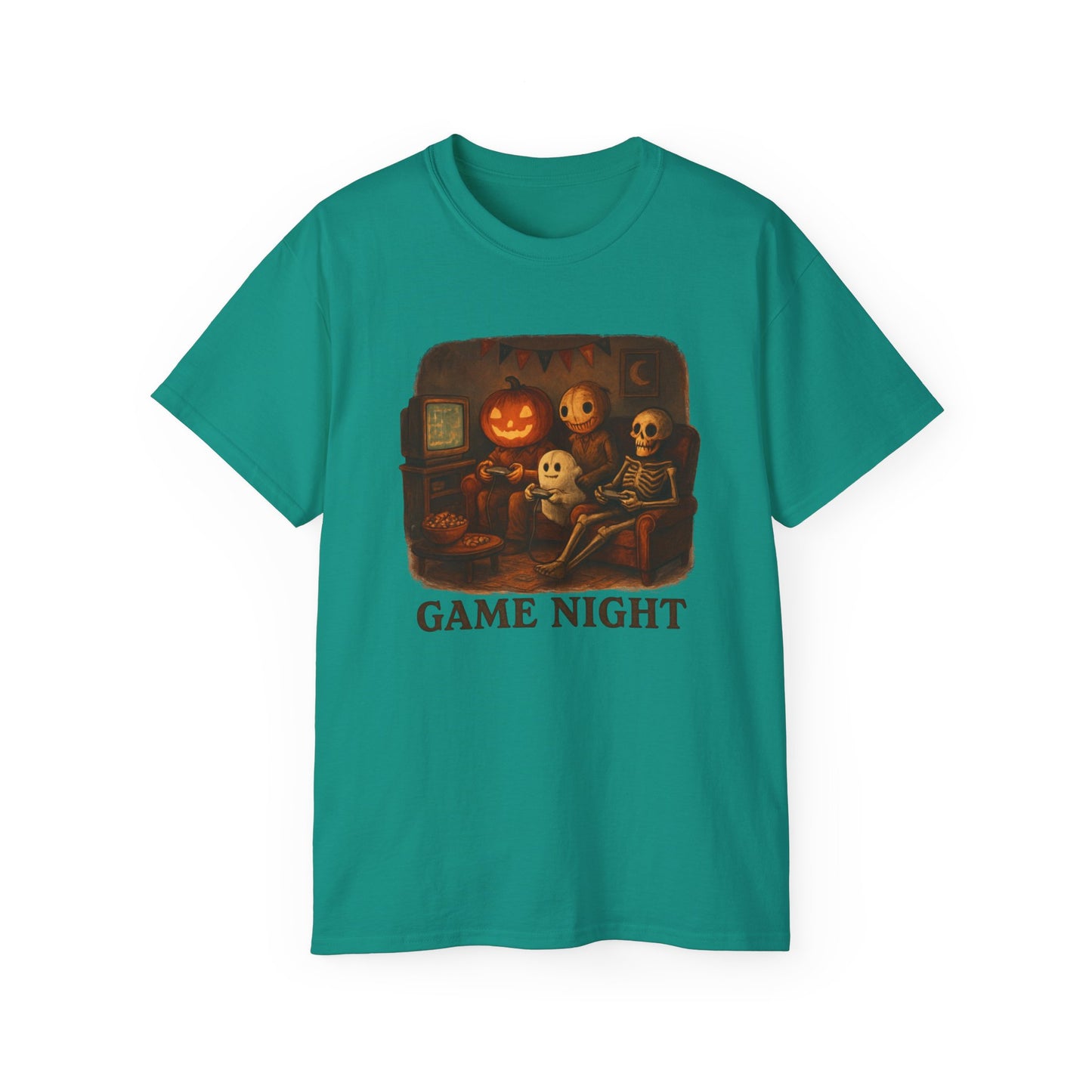 Game Night Tee, Halloween Shirt, Unisex Cotton T-Shirt, Spooky Fun Apparel, Perfect for Gathering and Celebrations