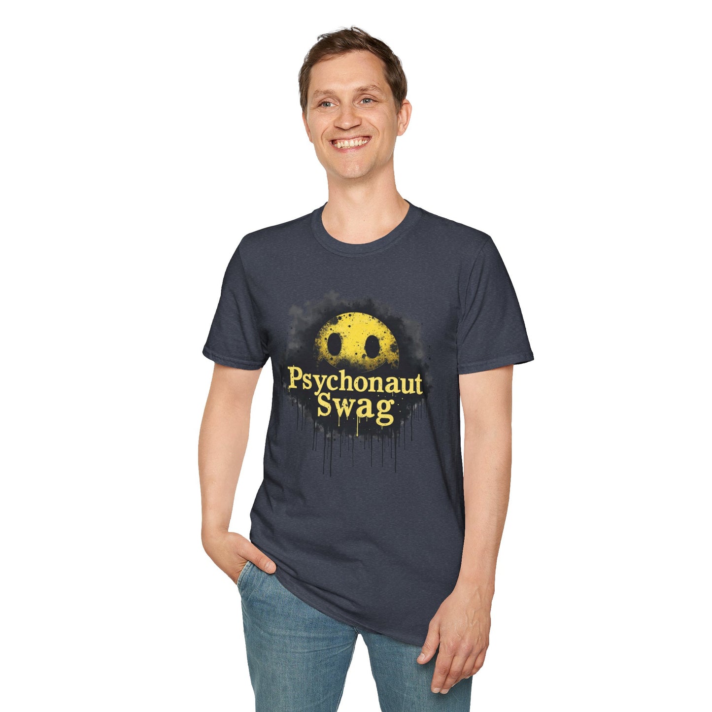 Psycho Smile, Pyschonaut Swag T-Shirt - Unisex Softstyle Tee, Casual Wear, Gift for Gamers, Festival Attire, Streetwear Fashion