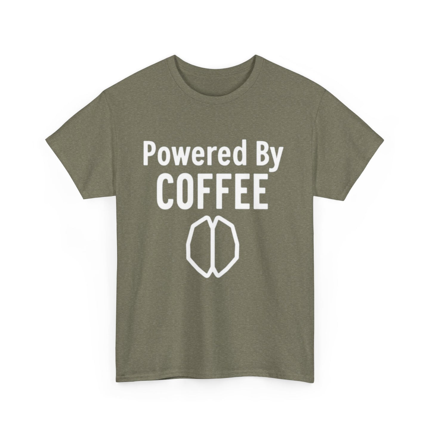 Powered By Coffee Unisex Heavy Cotton Tee, Funny Coffee Lover Shirt, Gift for Barista, Casual Wear, Perfect for Birthdays, Everyday Use - Psychonaut Swag
