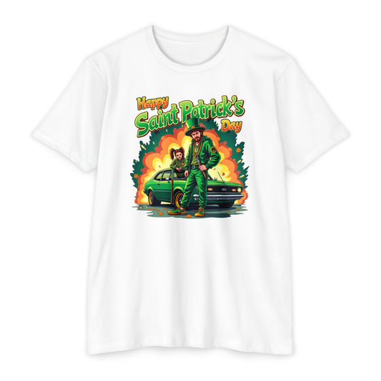 Saint Patrick's Day T-Shirt — "Happy Saint Patrick's Day" Retro Leprechaun Design