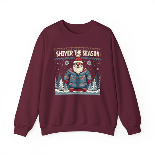 Crewneck Sweatshirt — "Shiver the Season" Santa Winter Graphic