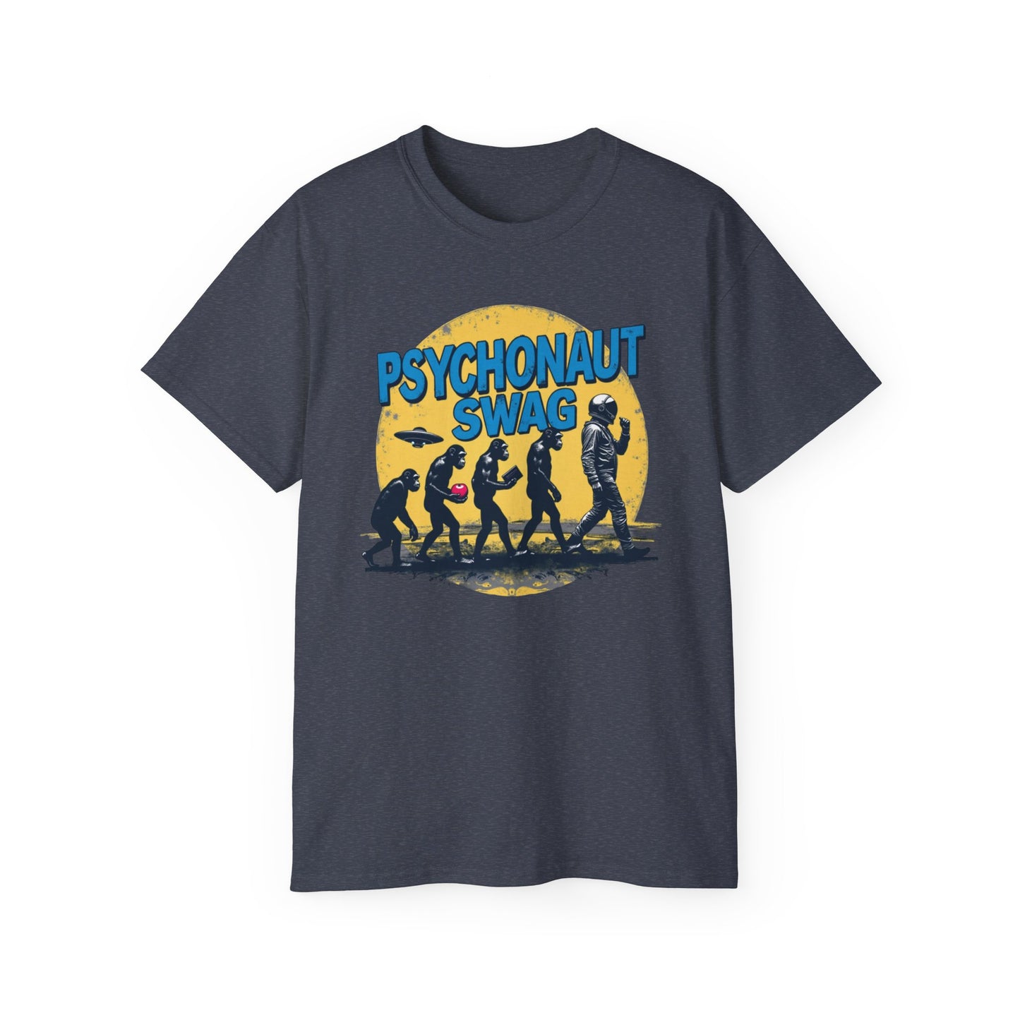Psychonaut Evolution of Man Sunset, Unisex Tee, Retro Graphic T-Shirt, Music Festival Attire, Gift for Gamers, Casual Streetwear - Psychonaut Swag