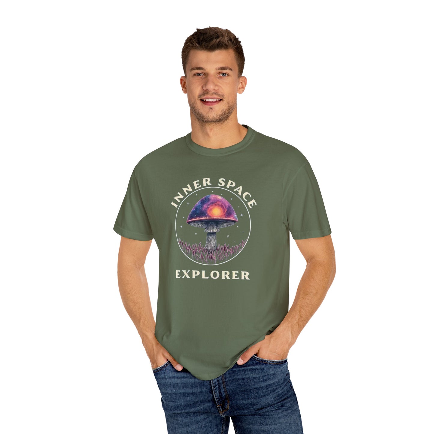 Inner Space Explorer T-Shirt, Unisex Graphic Tee, Cosmic Mushroom Apparel, Gift for Nature Lovers, Casual Wear for Adventurers - Psychonaut Swag