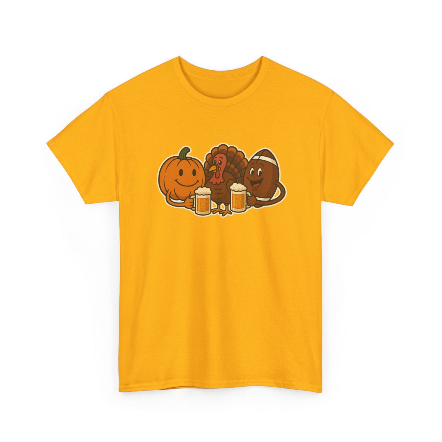 Thanksgiving Day Football & Beer Unisex Cotton Tee, Autumn T-Shirt, Holiday Apparel, Halloween Gift, Family Gathering Outfit, Seasonal Clothing
