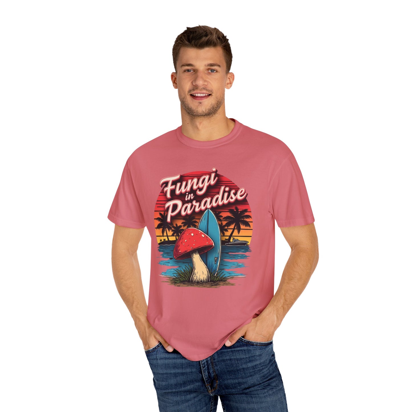 Fungi in Paradise Design, Relaxed Tee, Vintage Style Shirt, Gift for Nature Lovers, Eco-Friendly Apparel