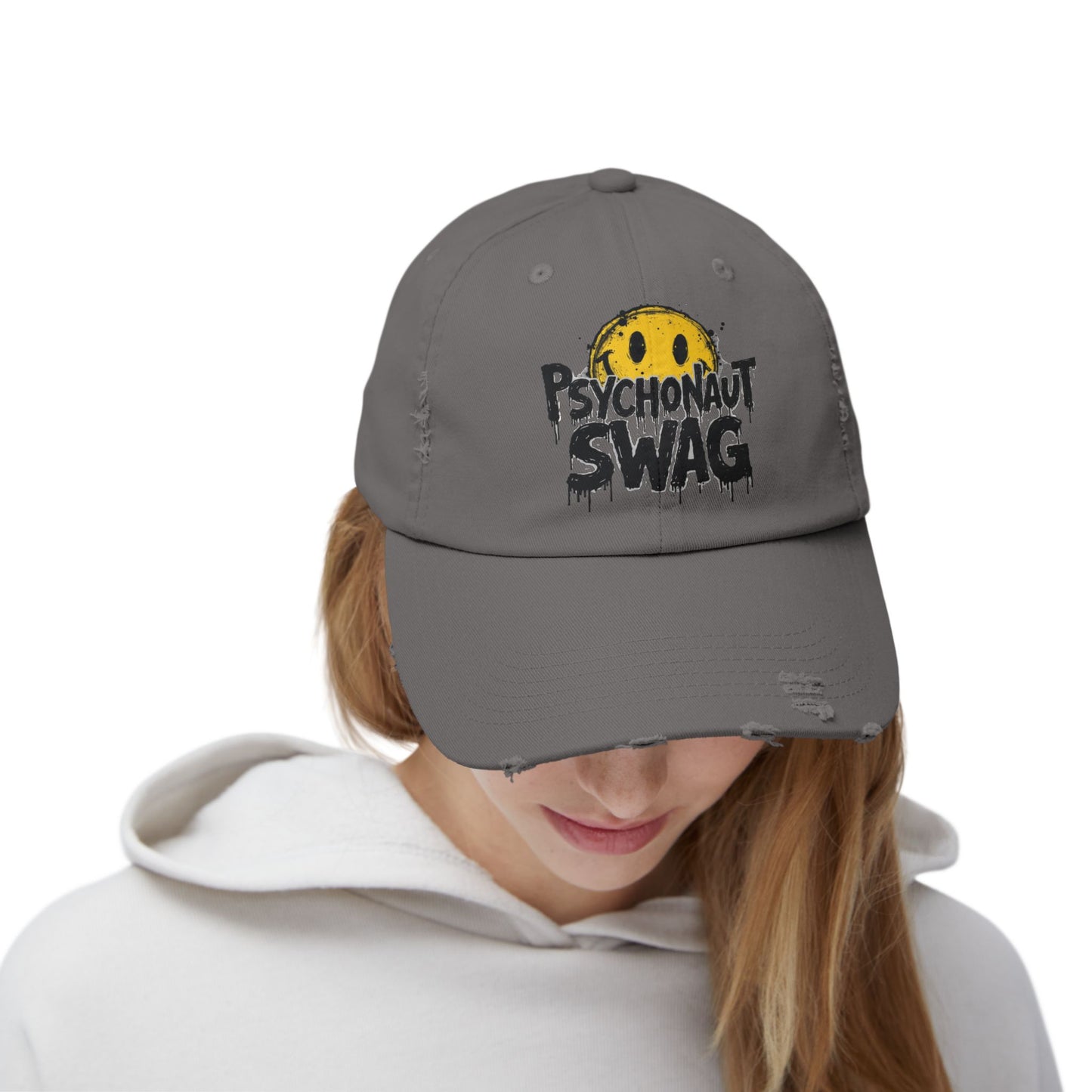 Psycho Unisex Distressed Cap, Cool Casual Hat, Streetwear Accessory, Gift for Trendsetters, Festival Gear, Summer Vibes - Psychonaut Swag