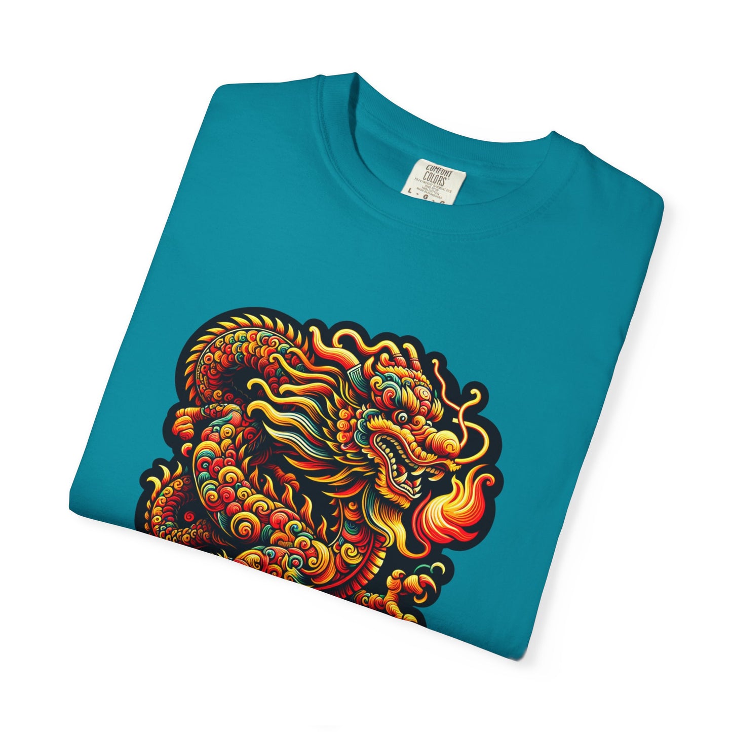 Dragon, Unisex Dragon Graphic T-Shirt - Colorful Garment-Dyed Tee