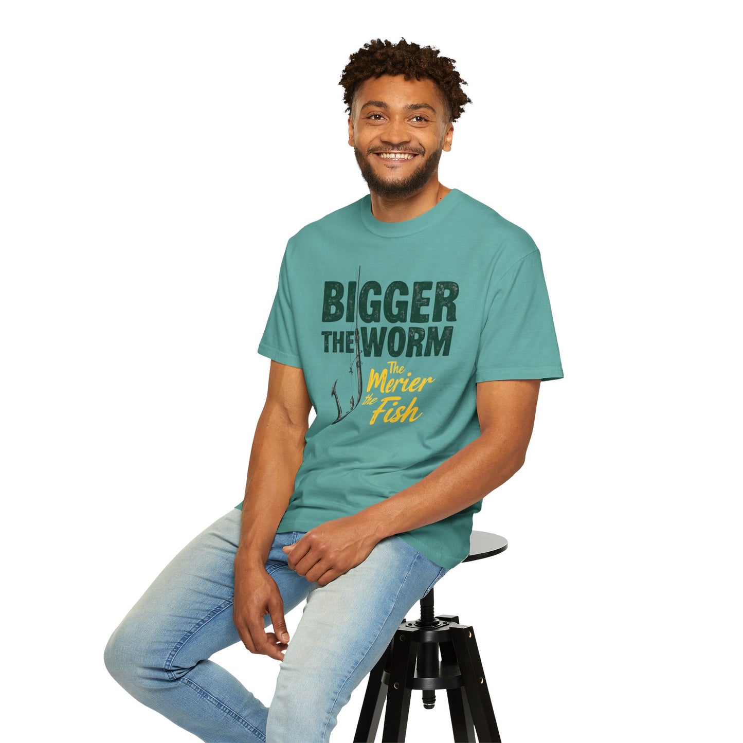 Big Worm Fishing Humor Unisex T-Shirt, Larger Than Life Tee, Gift for Anglers, Fun Outdoors Apparel, Dad's Fishing Day Shirt - Psychonaut Swag