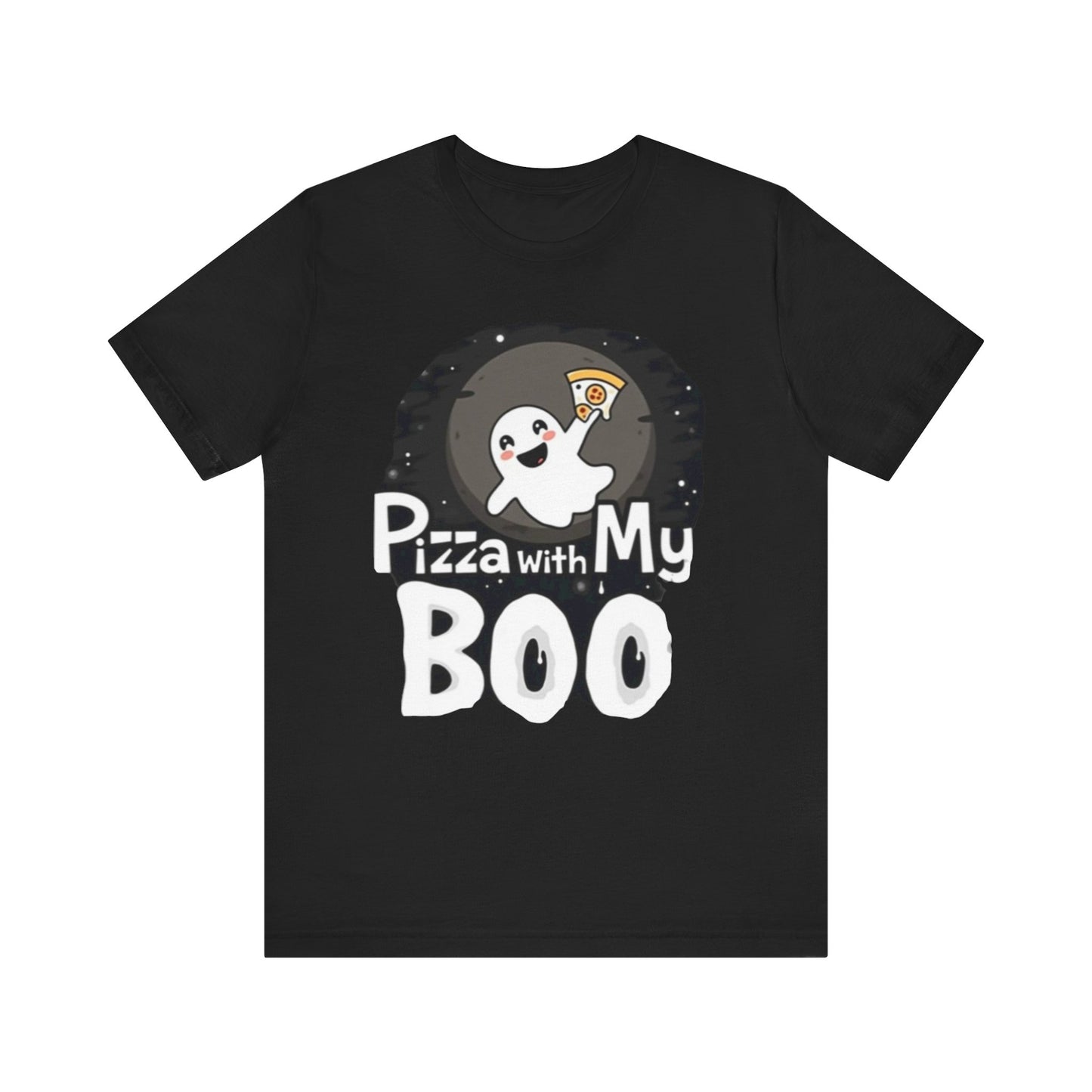 Ghost Pizza Boo Tee - Unisex Jersey Short Sleeve T-Shirt, Funny Halloween Shirt, Spooky Costume, Ghost Lover Gift, October Celebration