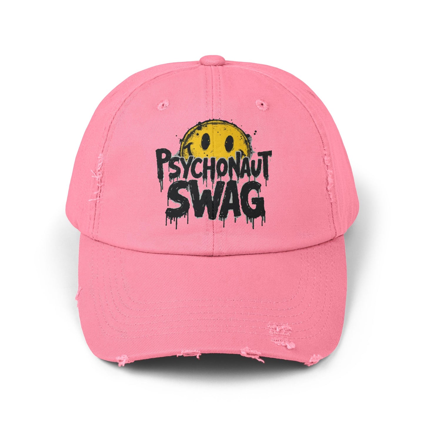 Psycho Unisex Distressed Cap, Cool Casual Hat, Streetwear Accessory, Gift for Trendsetters, Festival Gear, Summer Vibes - Psychonaut Swag