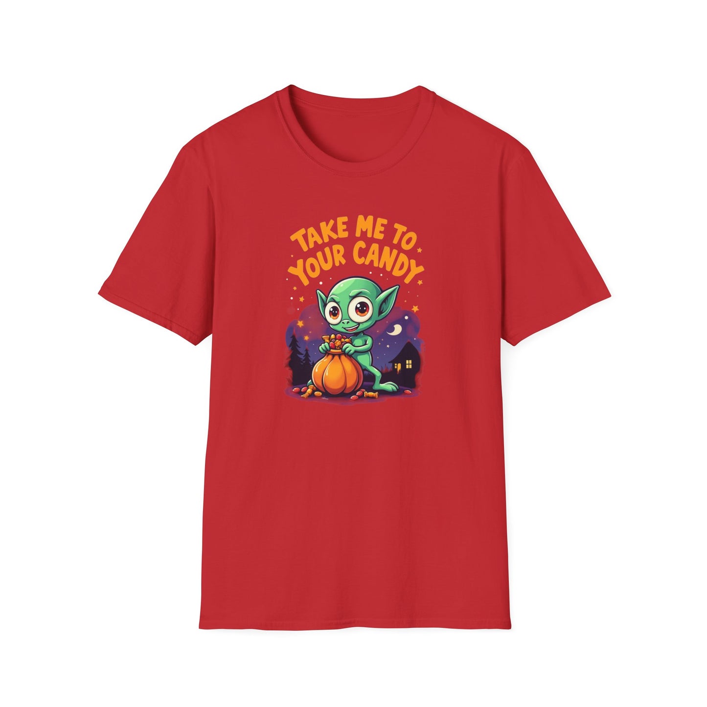 Trick or Treat Alien, T-Shirt, Cute Graphic Tee, Trick or Treat Shirt, Unisex Halloween Apparel, Fun Holiday Outfit