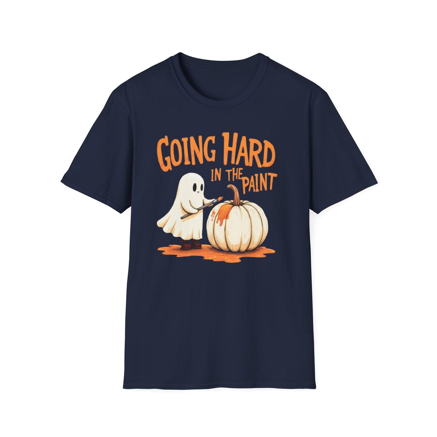 Halloween Ghost painting, T-Shirt, Fun Halloween Shirt, Unisex Softstyle Tee, Autumn Apparel, Pumpkin Design Tee