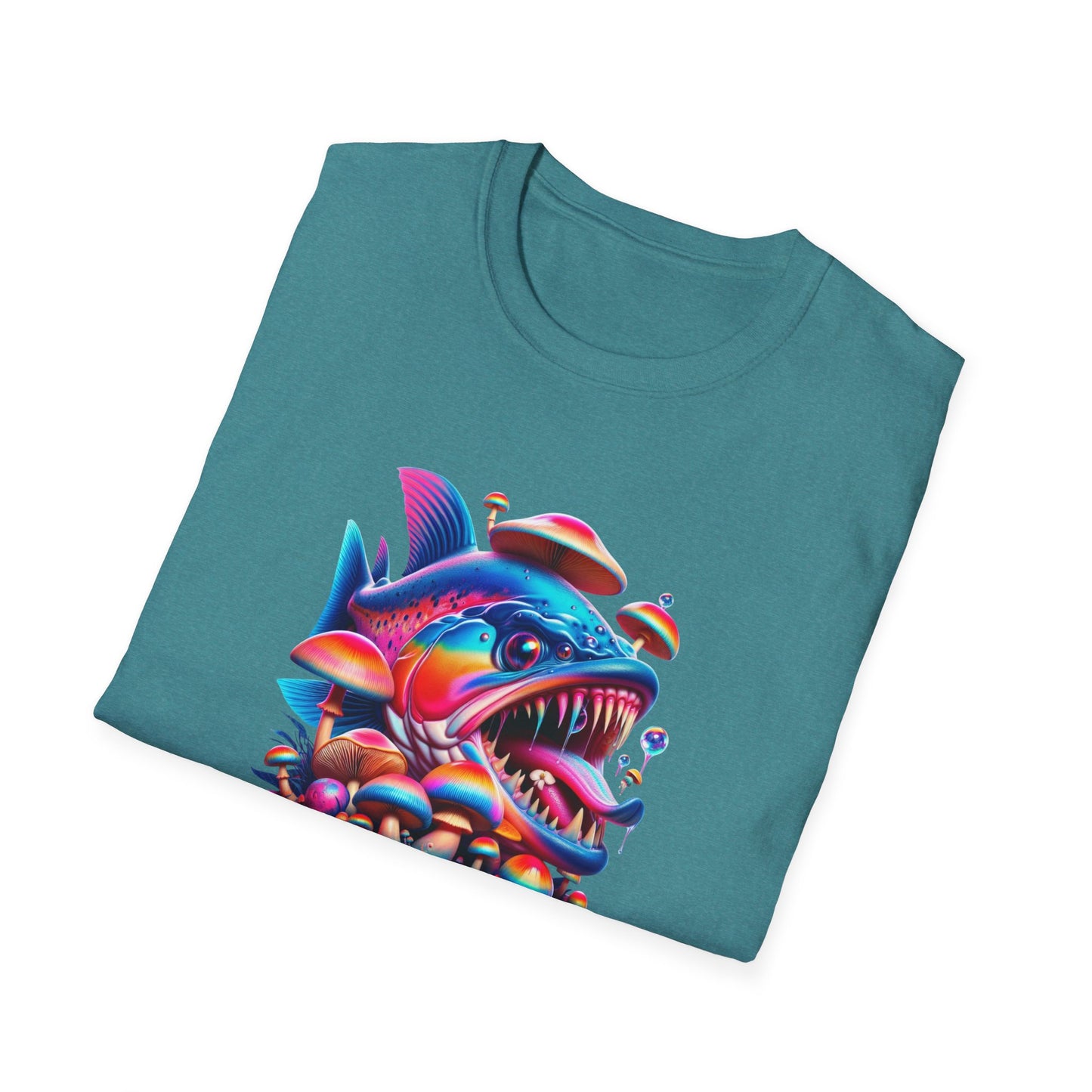 Piranha with Shrooms, Unisex Softstyle T-Shirt - Psychonaut Swag