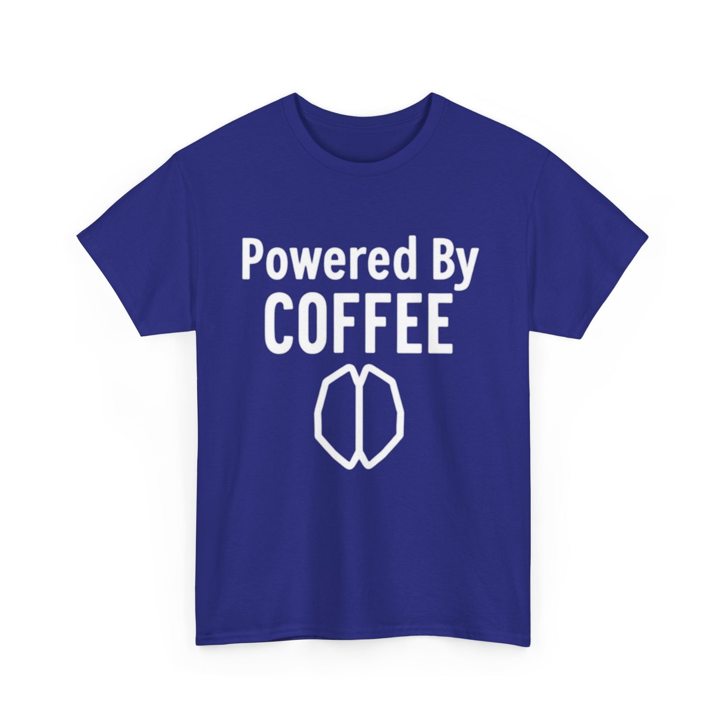 Powered By Coffee Unisex Heavy Cotton Tee, Funny Coffee Lover Shirt, Gift for Barista, Casual Wear, Perfect for Birthdays, Everyday Use - Psychonaut Swag