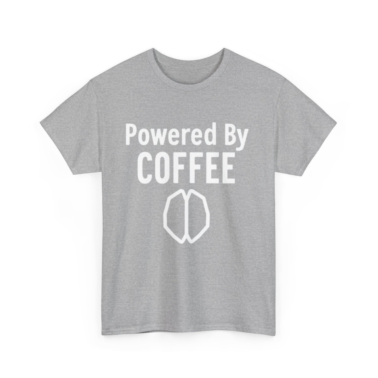Powered By Coffee Unisex Heavy Cotton Tee, Funny Coffee Lover Shirt, Gift for Barista, Casual Wear, Perfect for Birthdays, Everyday Use - Psychonaut Swag