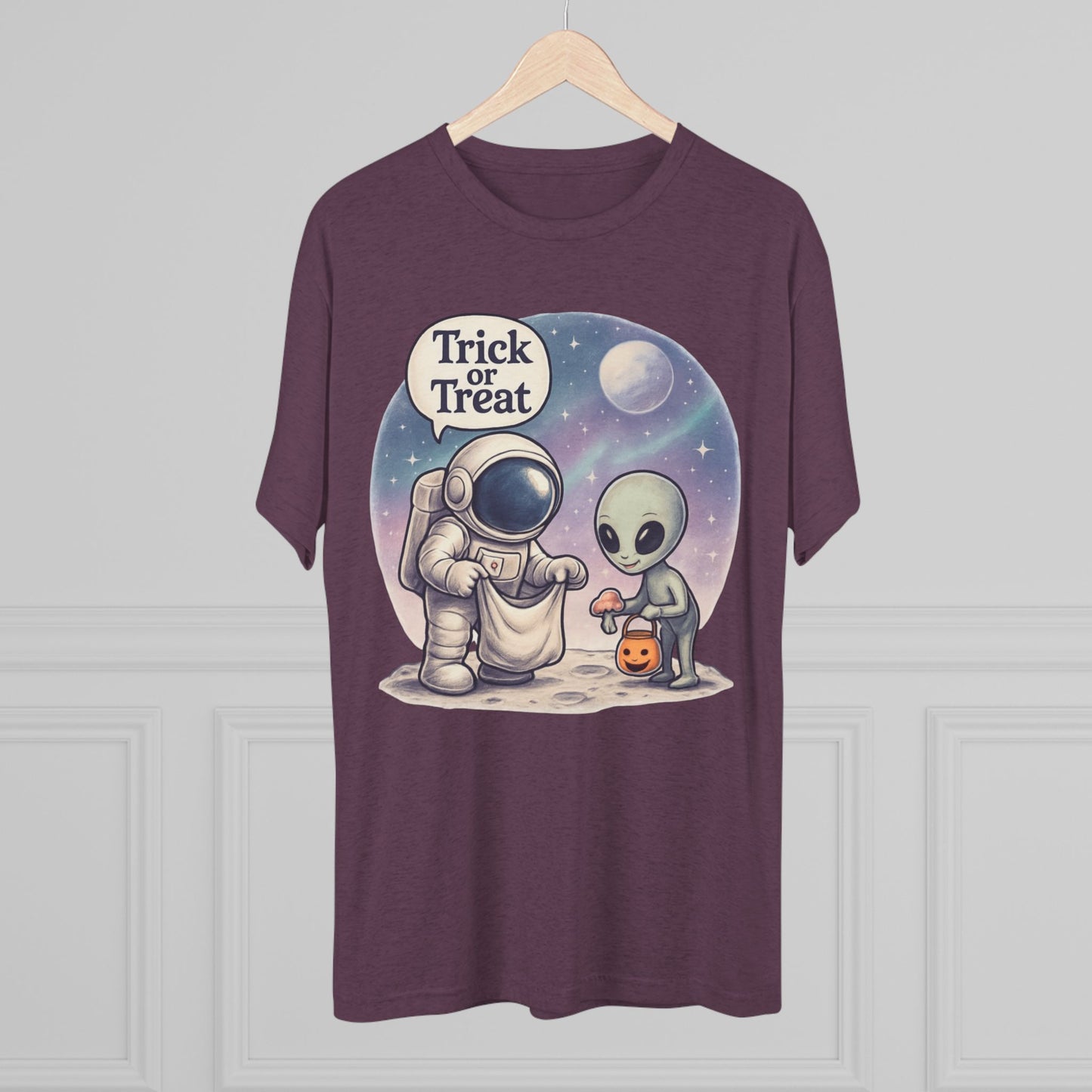 Space Trick or Treat Crew Tee, Halloween T-Shirt, Space Theme Shirt, Unisex Graphic Tee, Fun Costume Tee, Gift for Space Lovers