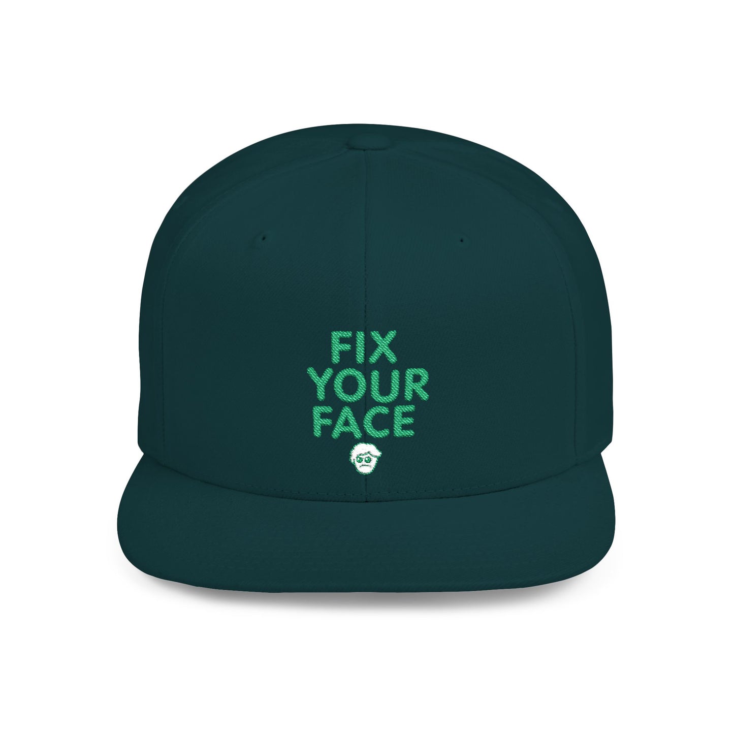 Fix Your Face-Leah, Flat Bill Snapback Cap, Trendy Snapback Hat, Funny Quote Hat, Casual Streetwear Cap, Unique Gift for Friends