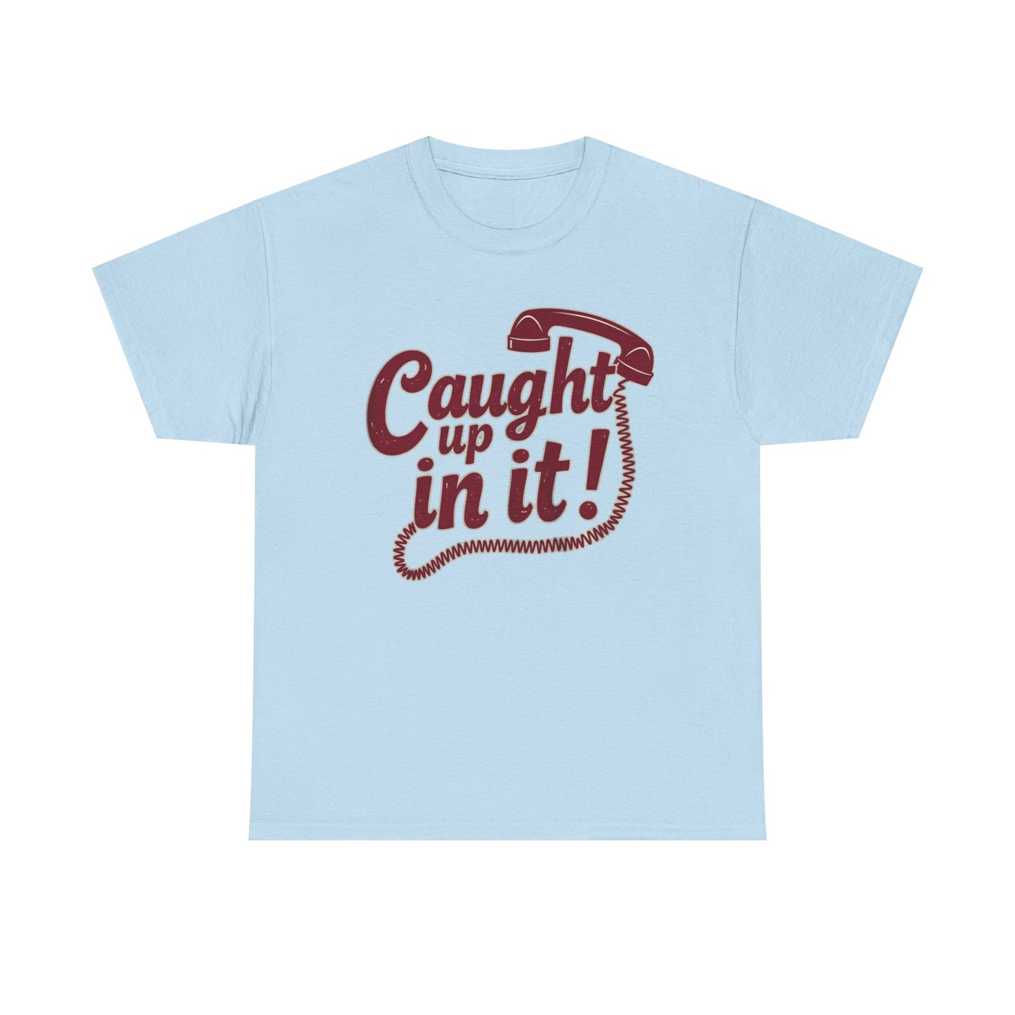 Caught Up in It, Phone chord, Unisex Heavy Cotton Tee, Vintage Phone Graphic T-Shirt, Casual Daily Wear, Fun Gift for Friends, Trendy White Tee - Psychonaut Swag