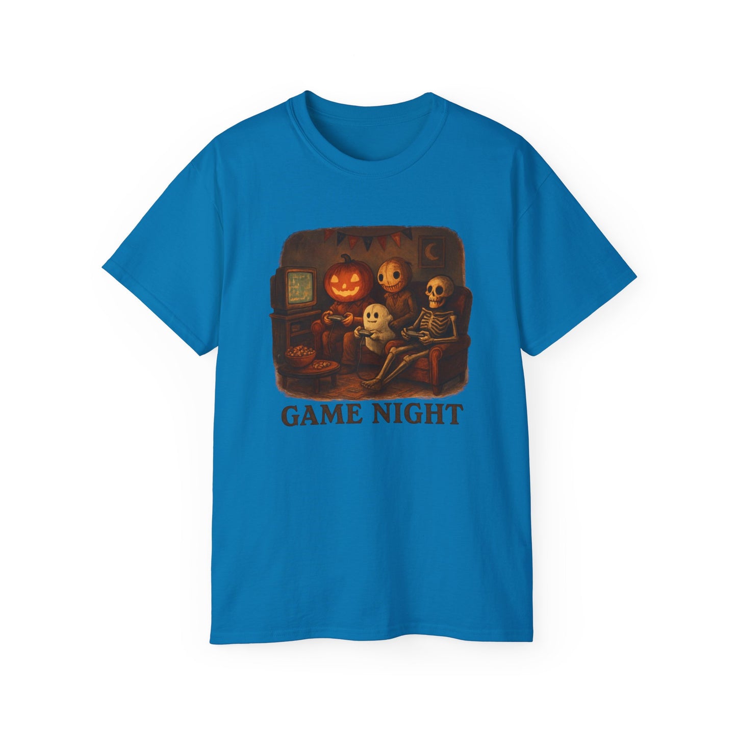 Game Night Tee, Halloween Shirt, Unisex Cotton T-Shirt, Spooky Fun Apparel, Perfect for Gathering and Celebrations