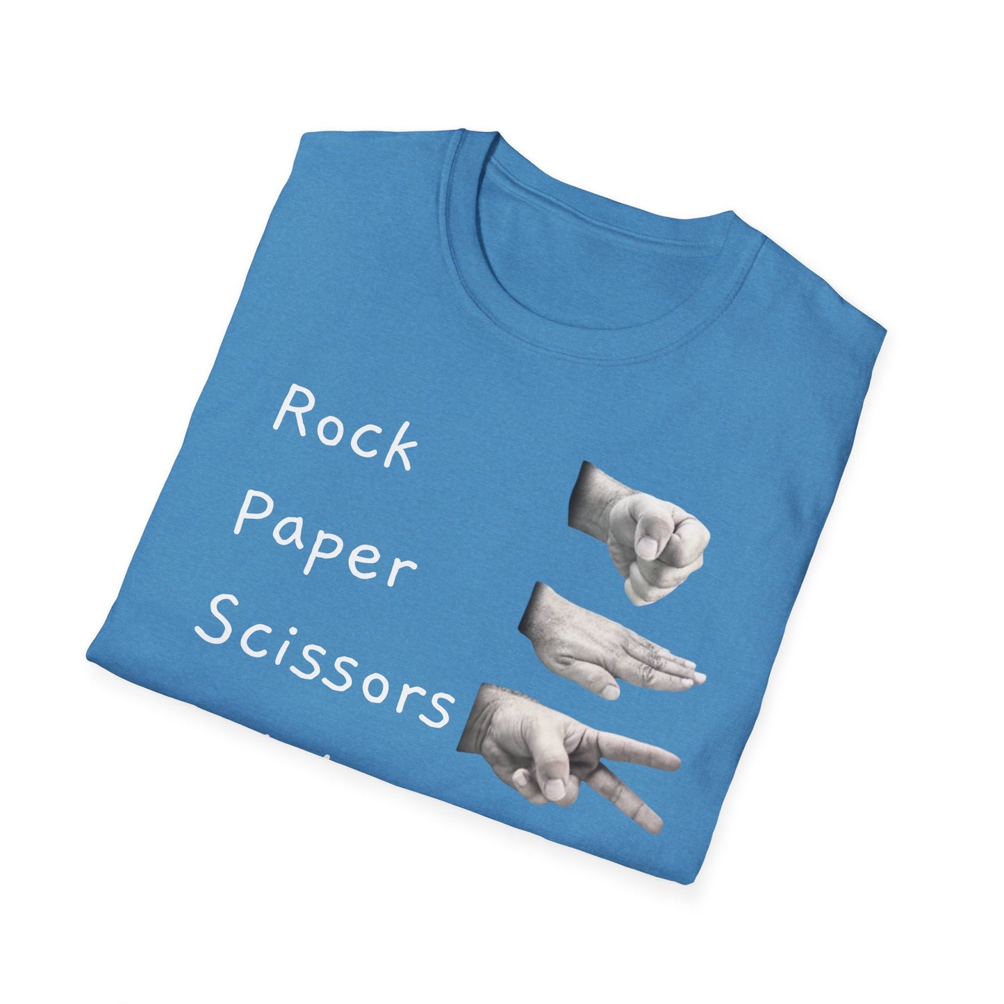 Rock, Paper, Scissors Creative Hands Symbol T-Shirt, Hand Gesture Graphic Tee, Unisex Softstyle Shirt for Friends, Casual Wear, Gift for Holidays, Statement Shirt