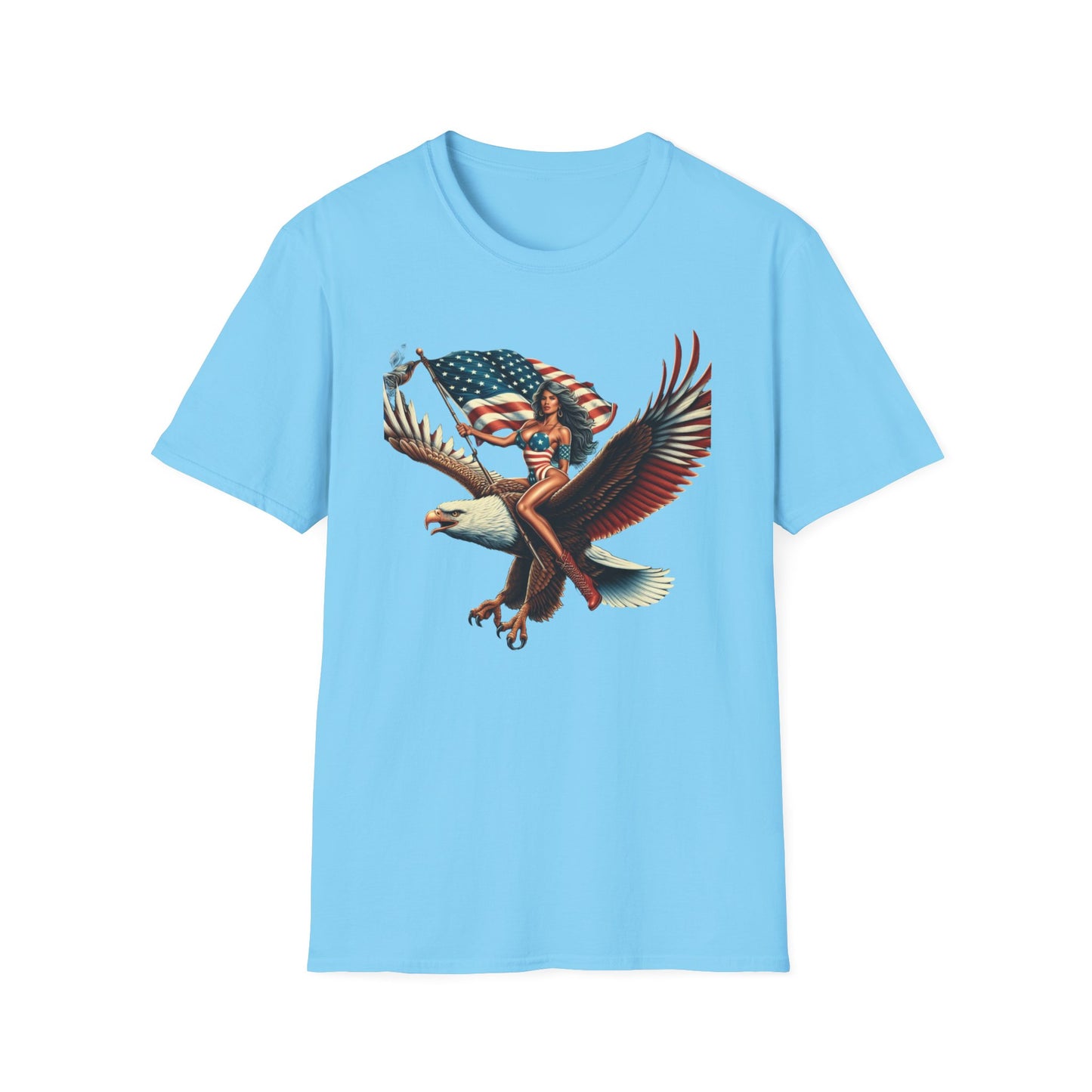 Patriot Riding Eagle, Graphic Tee - Unisex T-Shirt, Eagle Design, 4th of July Shirt, Independence Day Apparel, Festival Wear, Gift for Patriots - Psychonaut Swag