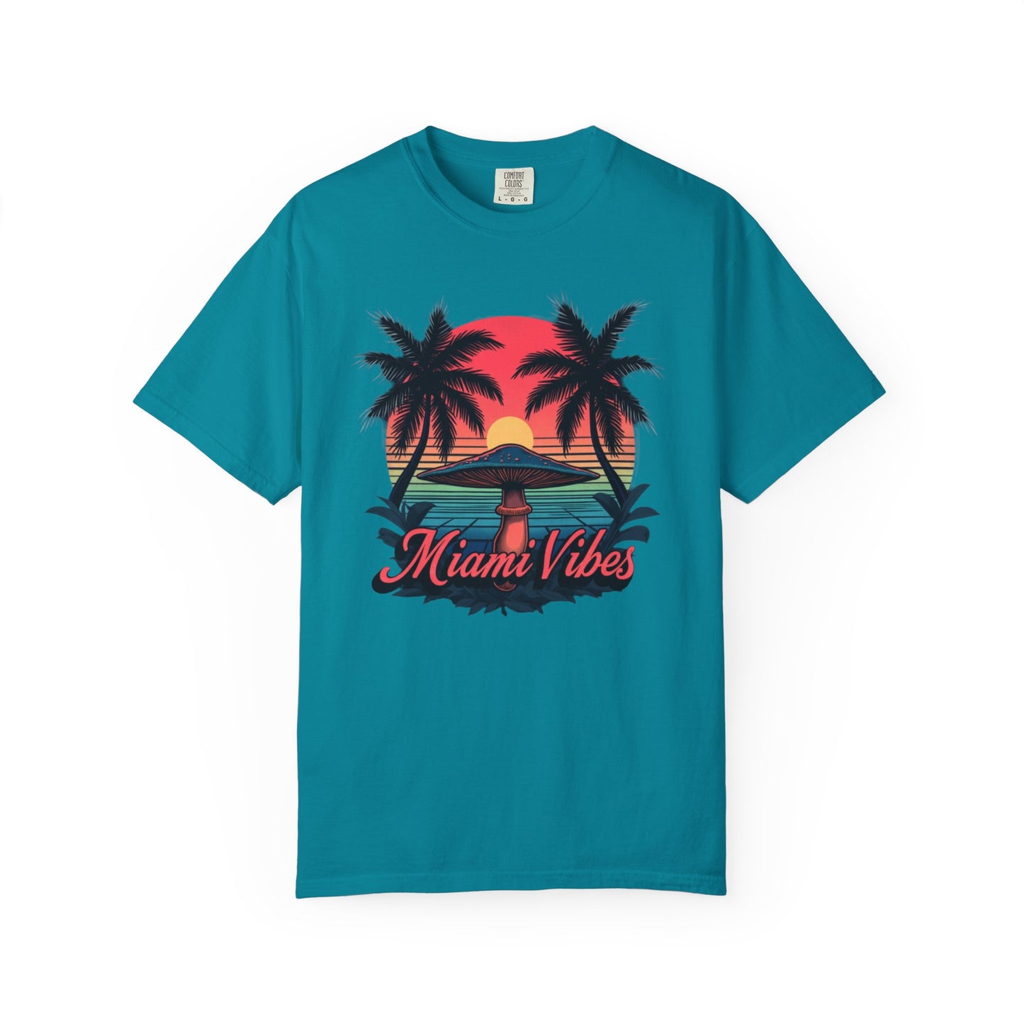 Miami Vibes, T-Shirt with Tropical Vibes Design, Summer Apparel, Beachwear, Gift for Vacation Lovers, Relaxed Style - Psychonaut Swag