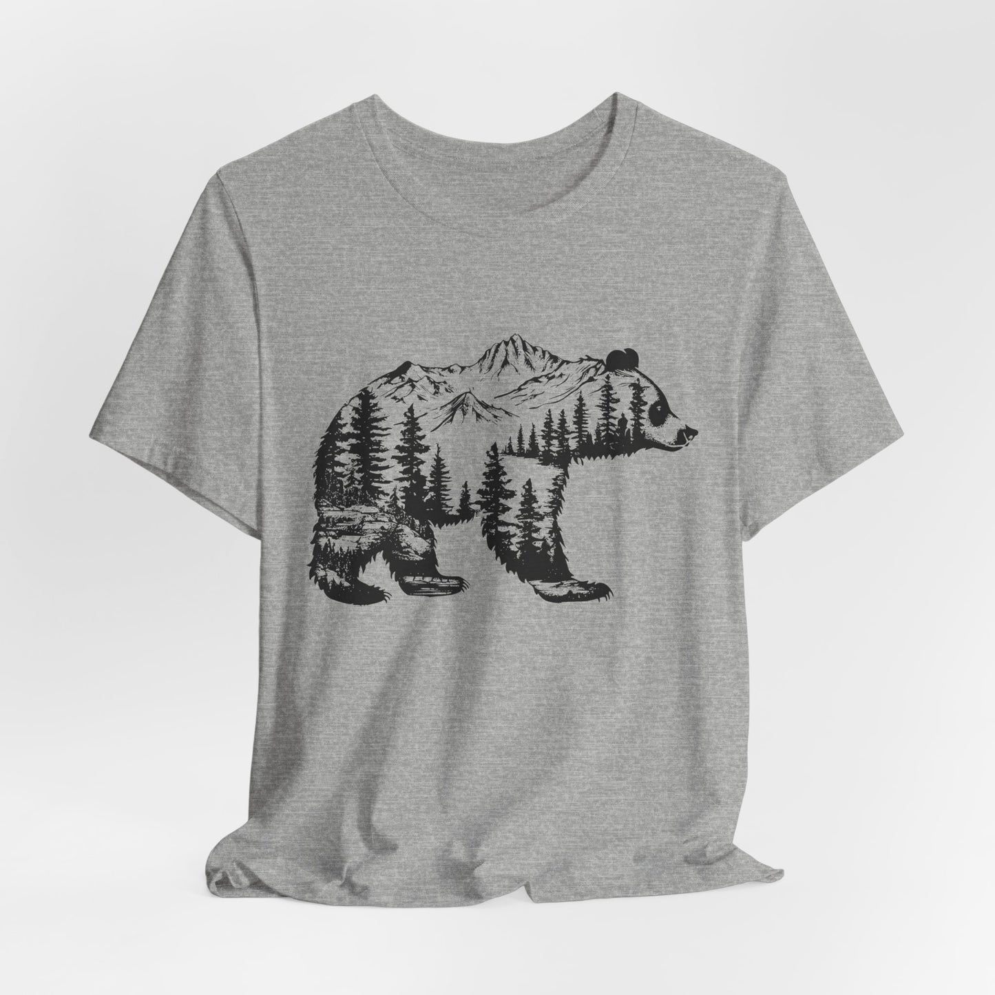 Mountain Bear Graphic Tee — Forest Silhouette Nature T-Shirt