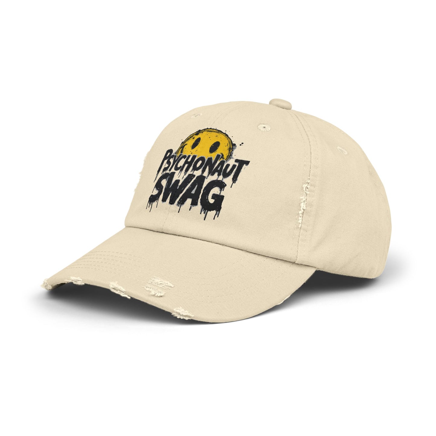 Psycho Unisex Distressed Cap, Cool Casual Hat, Streetwear Accessory, Gift for Trendsetters, Festival Gear, Summer Vibes - Psychonaut Swag