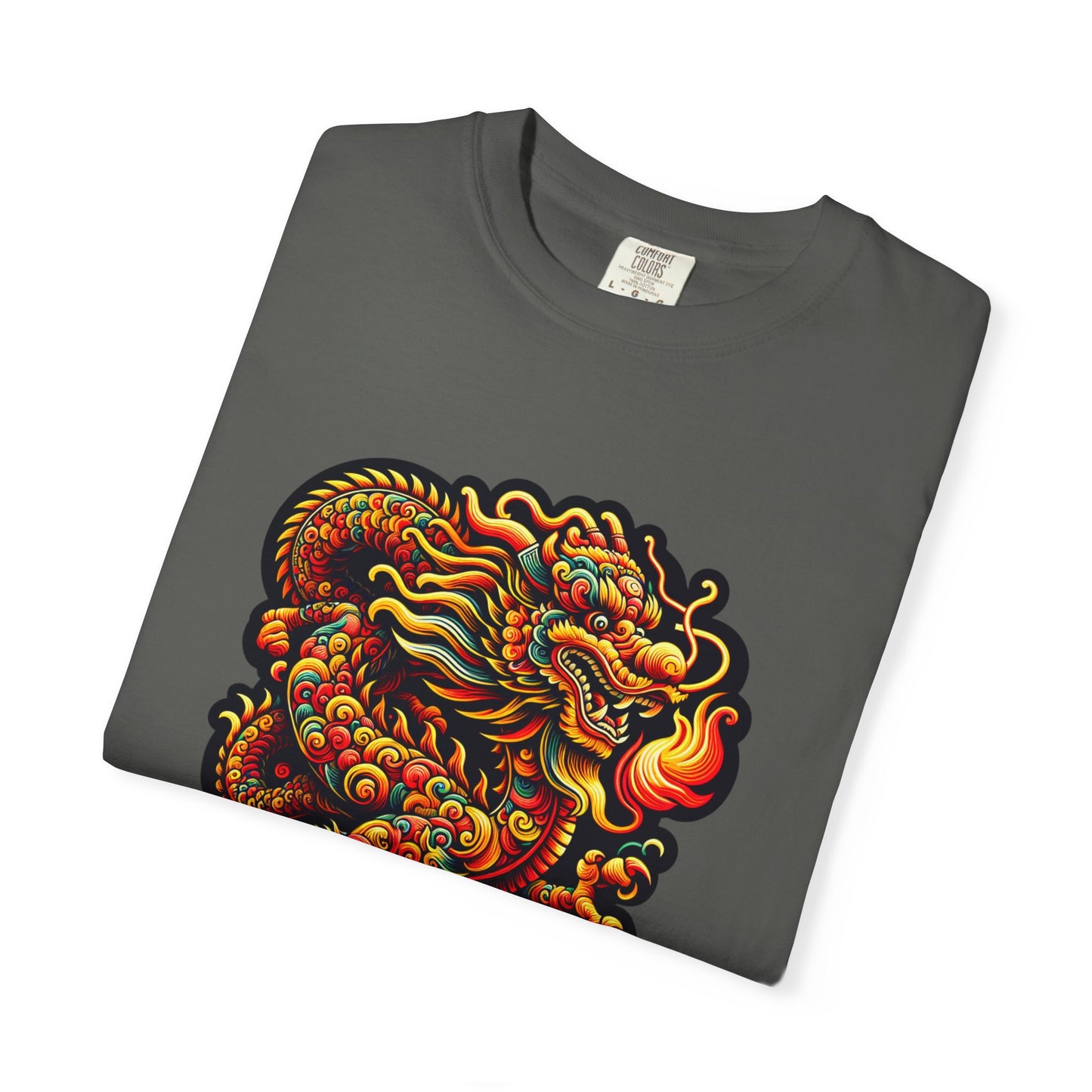 Dragon, Unisex Dragon Graphic T-Shirt - Colorful Garment-Dyed Tee