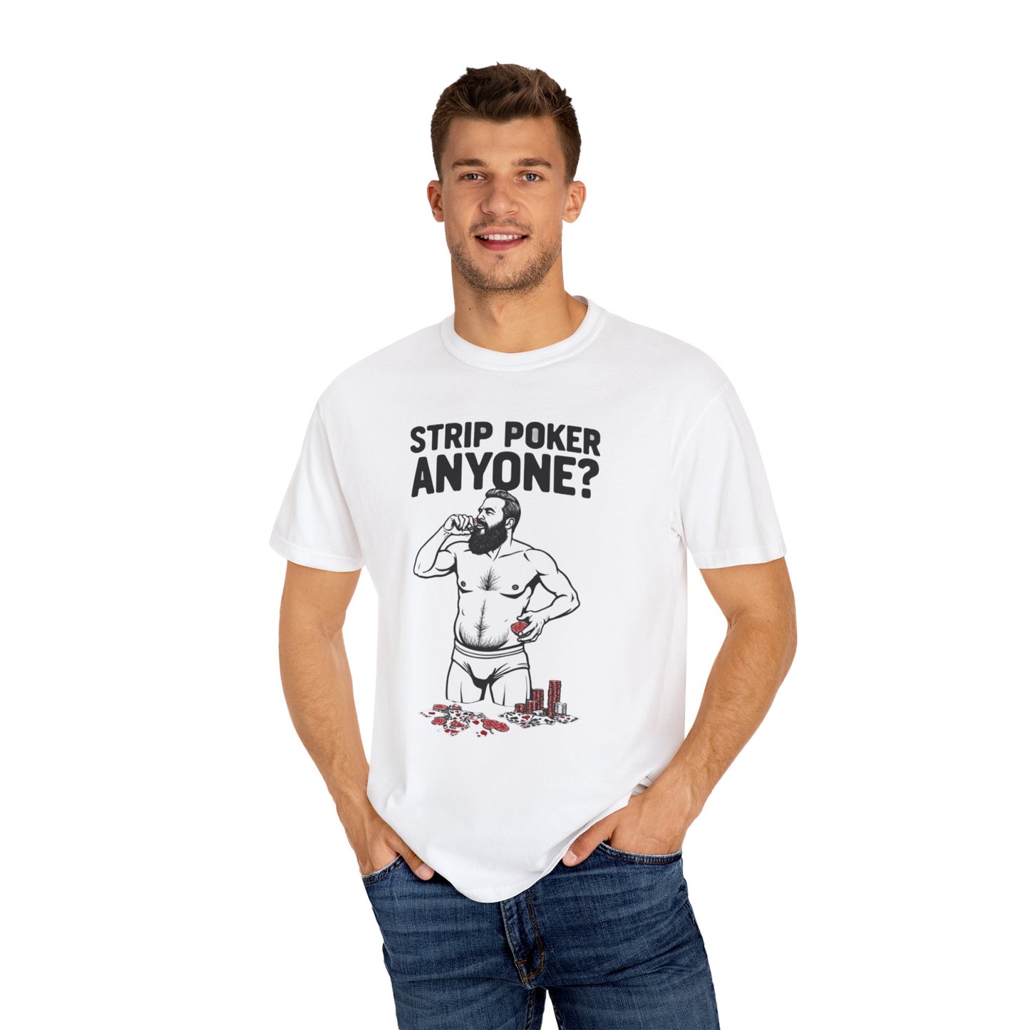 Strip Poker Humor T-Shirt, Funny Gift for Gamers, Men's Casual Tee, Party Outfit, Unique Dad Gift, Birthday or Game Night Attire