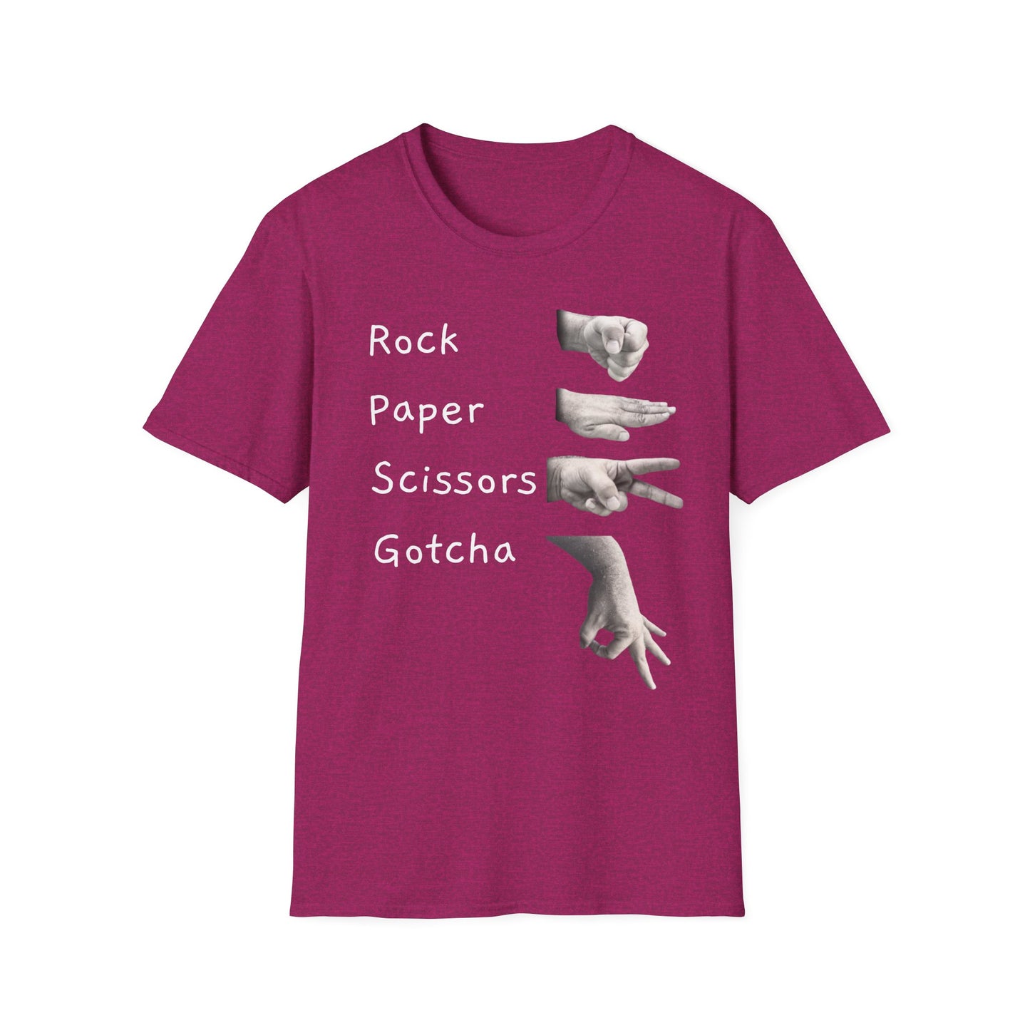 Rock, Paper, Scissors Creative Hands Symbol T-Shirt, Hand Gesture Graphic Tee, Unisex Softstyle Shirt for Friends, Casual Wear, Gift for Holidays, Statement Shirt