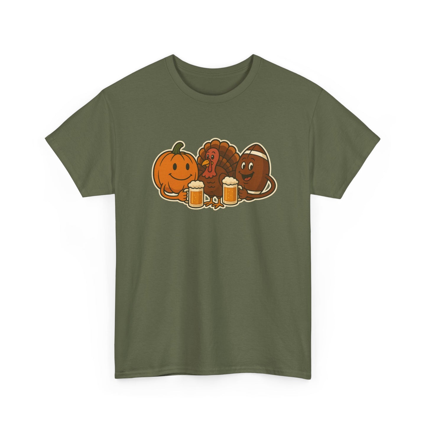 Thanksgiving Day Football & Beer Unisex Cotton Tee, Autumn T-Shirt, Holiday Apparel, Halloween Gift, Family Gathering Outfit, Seasonal Clothing