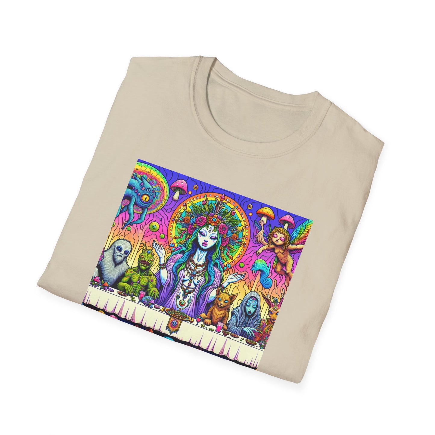Mushroom Last Supper, Unisex Softstyle T-Shirt - Psychonaut Swag