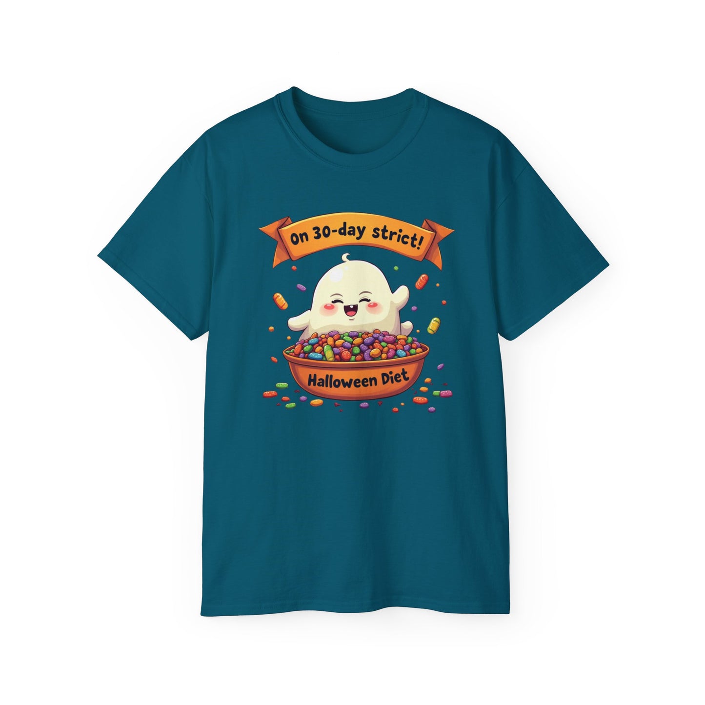 Funny Halloween Diet, Unisex Tee, Cute Ghost Humor Shirt, Gift for Halloween Lovers, Halloween Diet T-Shirt, Spooky Season Apparel