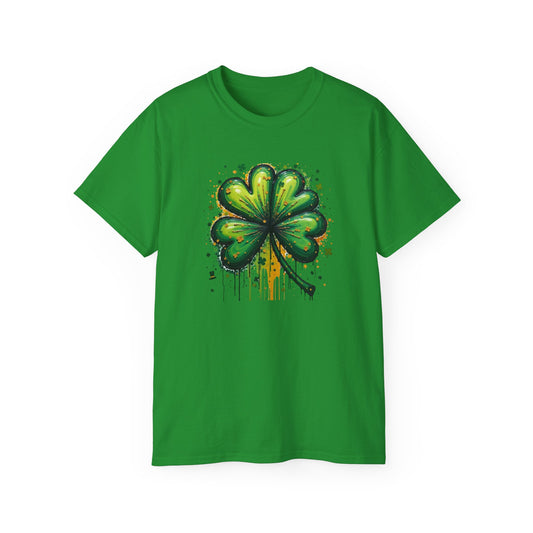 St. Patrick's Day Paint-Splatter Shamrock T-Shirt