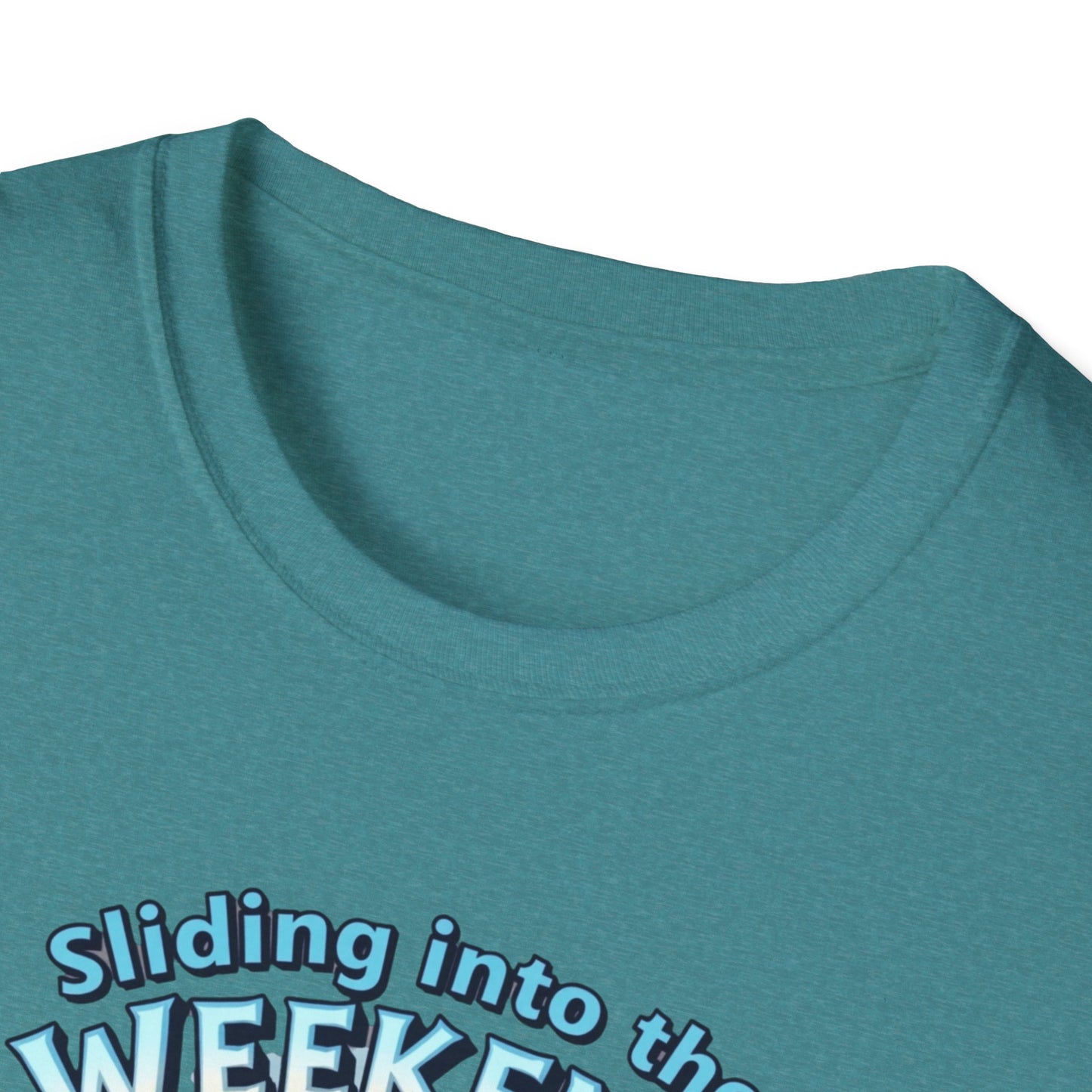 Sliding Penguin, Weekend Vibes T-Shirt, Funny Graphic Tee, Penguin Design Shirt, Casual Apparel, Unisex Softstyle T-Shirt - Psychonaut Swag