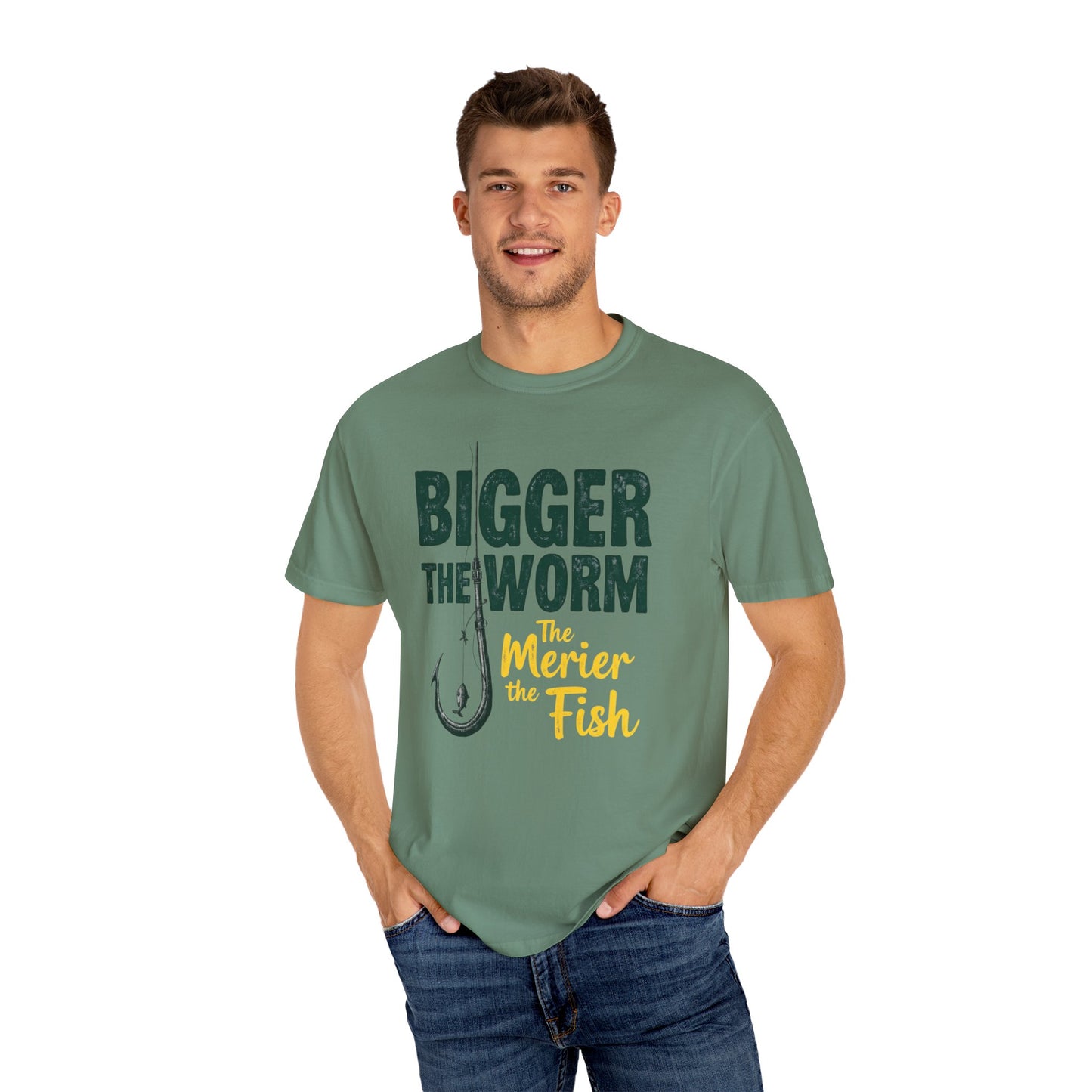 Big Worm Fishing Humor Unisex T-Shirt, Larger Than Life Tee, Gift for Anglers, Fun Outdoors Apparel, Dad's Fishing Day Shirt - Psychonaut Swag