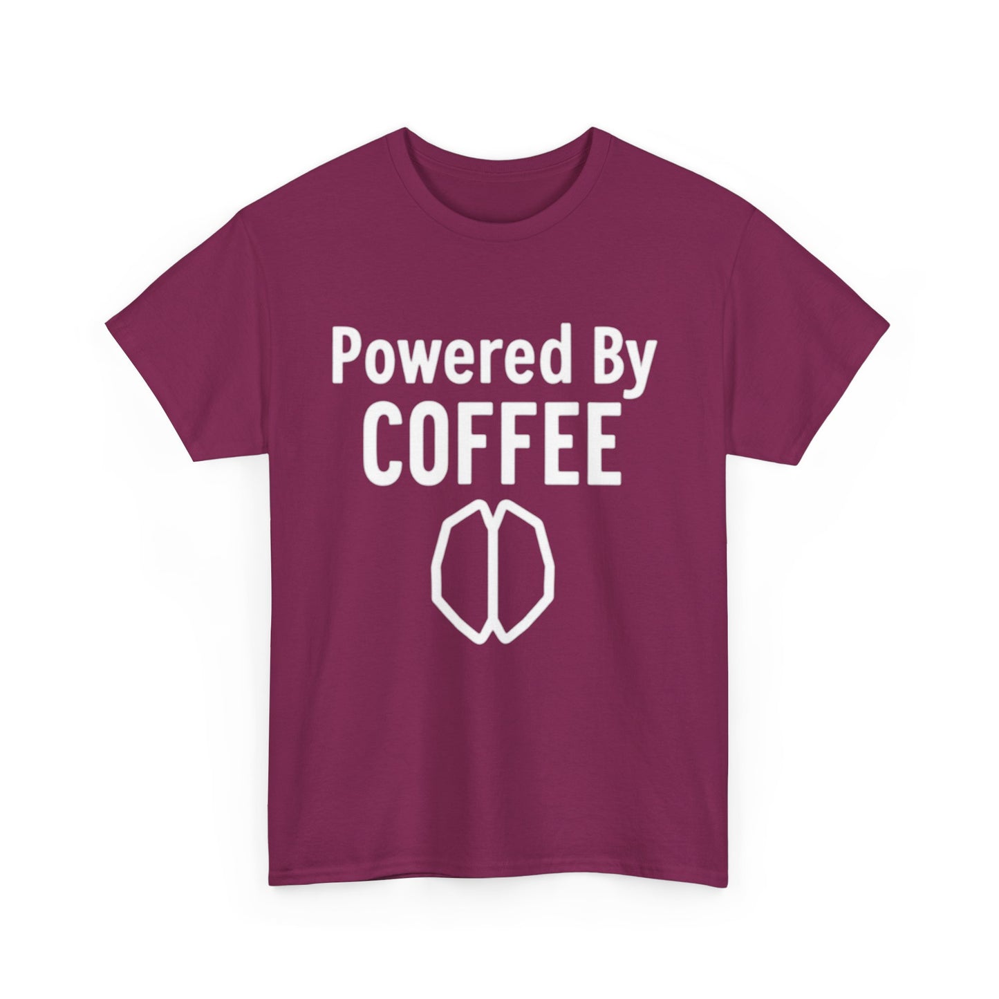 Powered By Coffee Unisex Heavy Cotton Tee, Funny Coffee Lover Shirt, Gift for Barista, Casual Wear, Perfect for Birthdays, Everyday Use - Psychonaut Swag