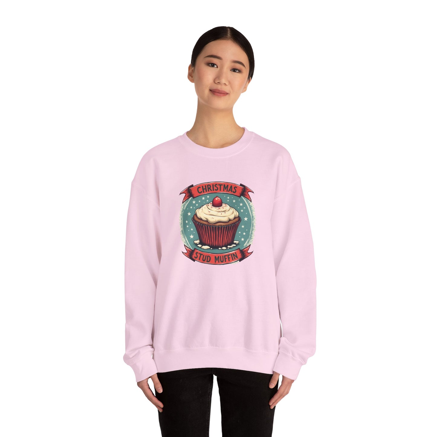Christmas Stud Muffin with Icing Sweatshirt - Cute Holiday Cupcake Crewneck