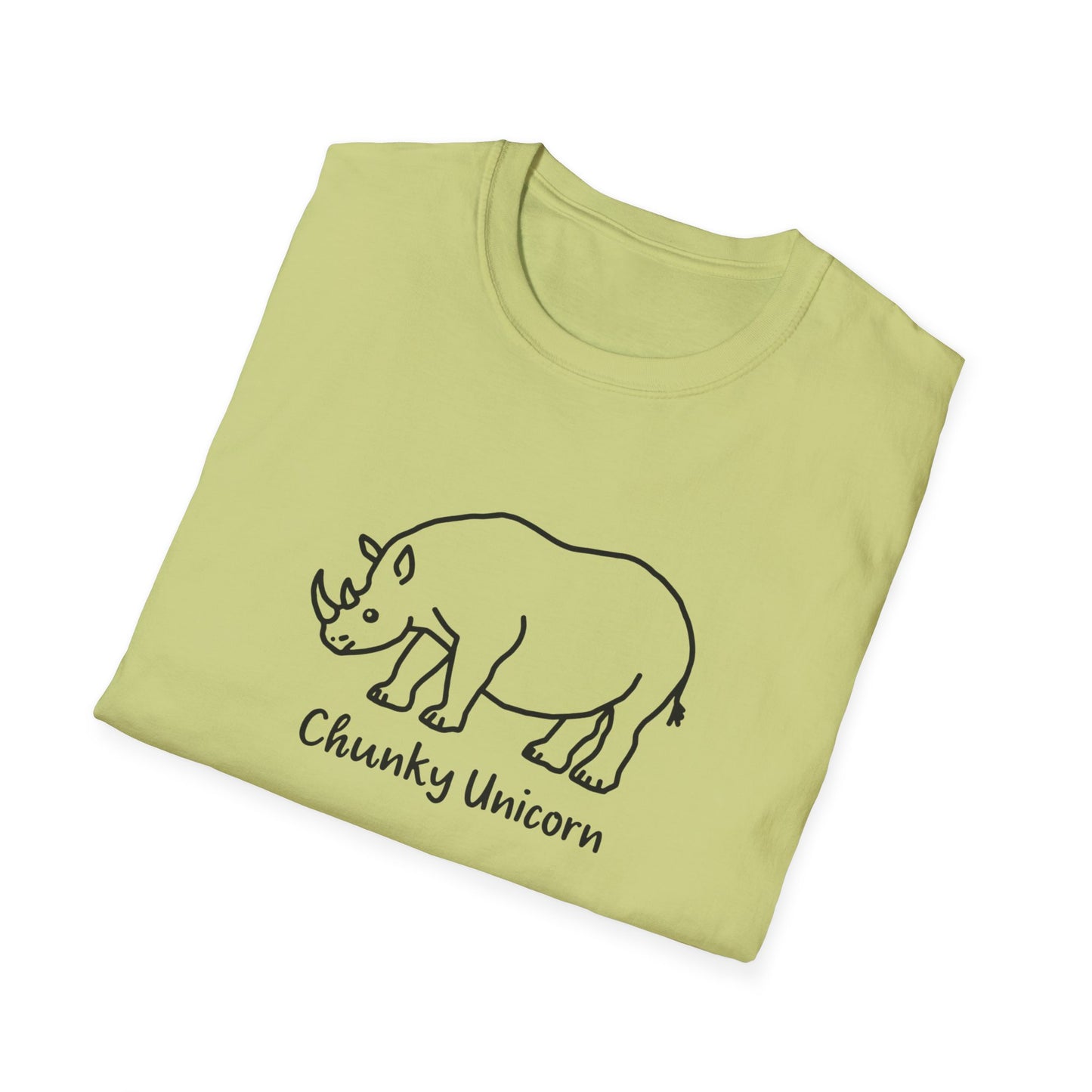 Chunky Unicorn, Rhino, Unisex Softstyle T-Shirt, Funny Tee, Gift for Animal Lovers, Casual Wear, Birthday Present, Unique Graphic Shirt
