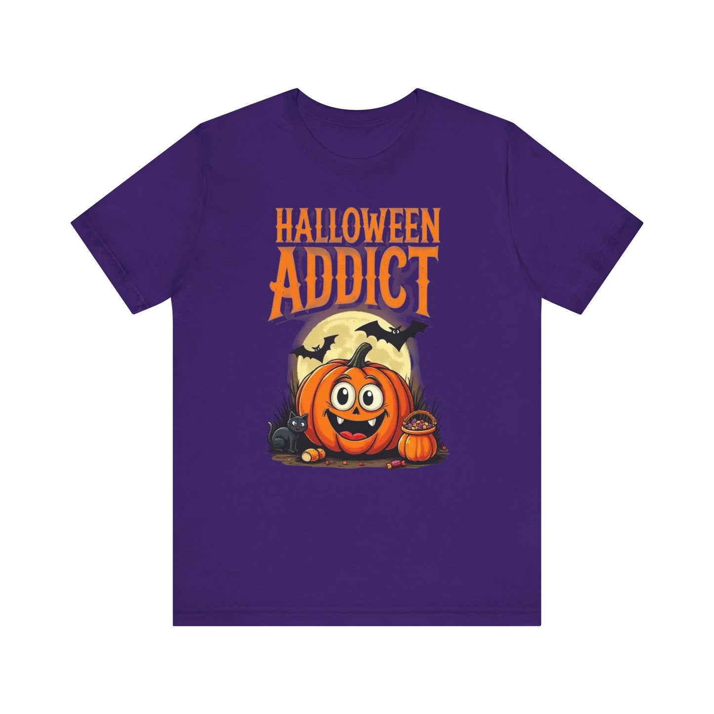 Halloween Addict Tee | Unisex Short Sleeve T-Shirt, Fun Halloween Apparel, Pumpkin Tee, Spooky Season Shirt, Gift for Halloween Lovers - Psychonaut Swag