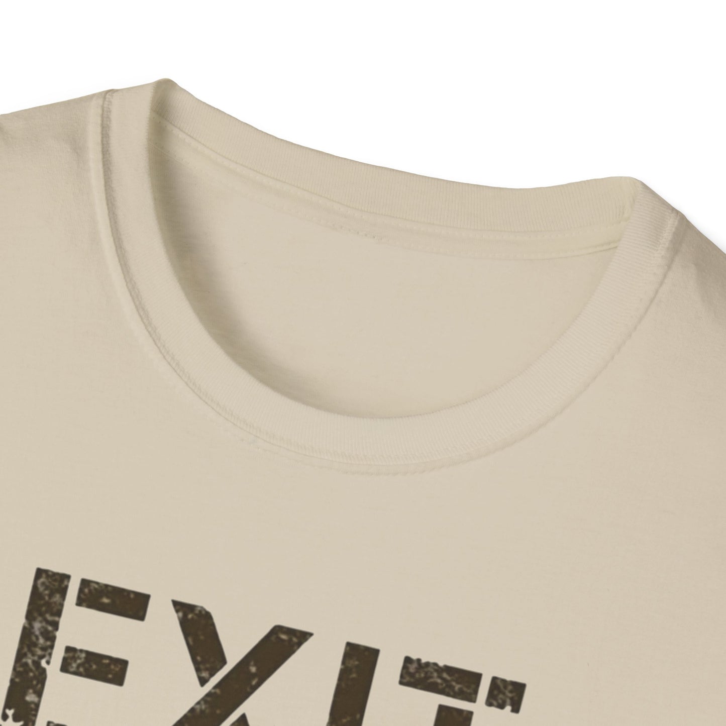 Exit Strategy Unisex Softstyle T-Shirt, Casual Wear, Fun Graphic Tee, Gift for Friends, Statement Shirt, Everyday Comfort - Psychonaut Swag