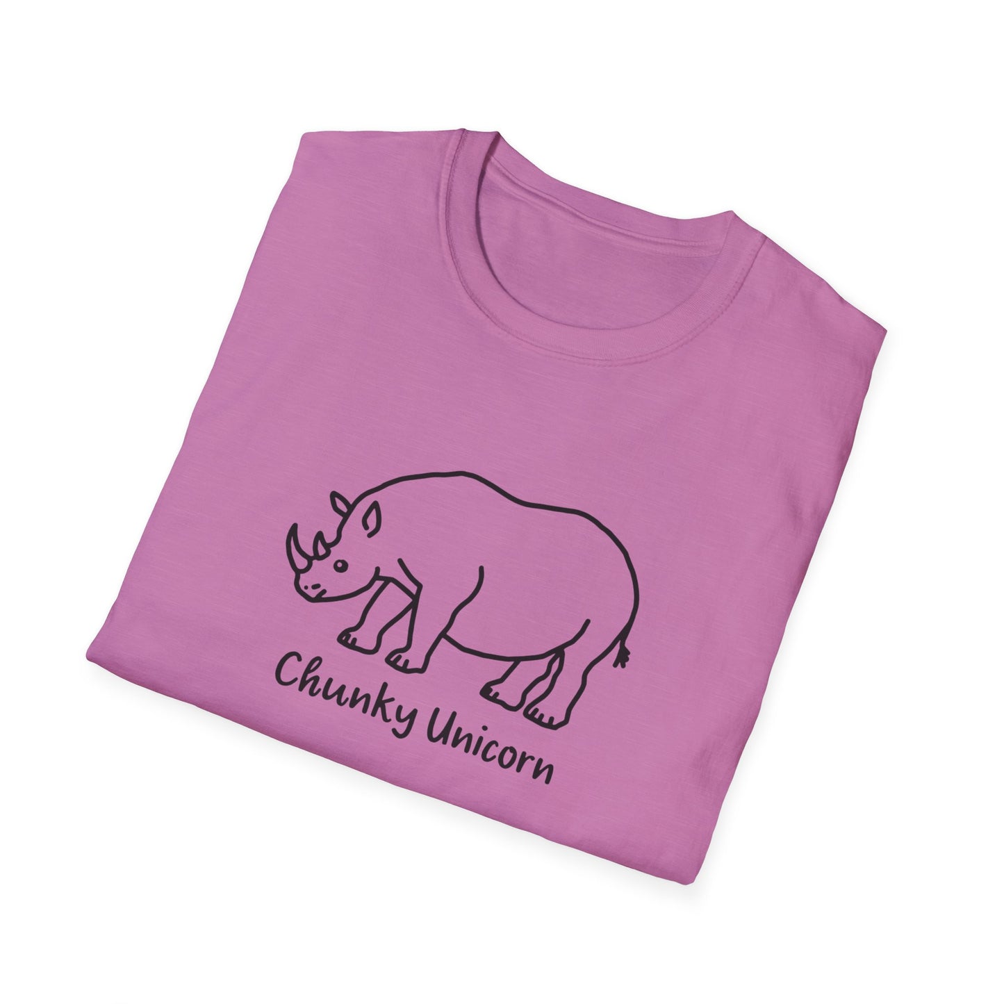 Chunky Unicorn, Rhino, Unisex Softstyle T-Shirt, Funny Tee, Gift for Animal Lovers, Casual Wear, Birthday Present, Unique Graphic Shirt
