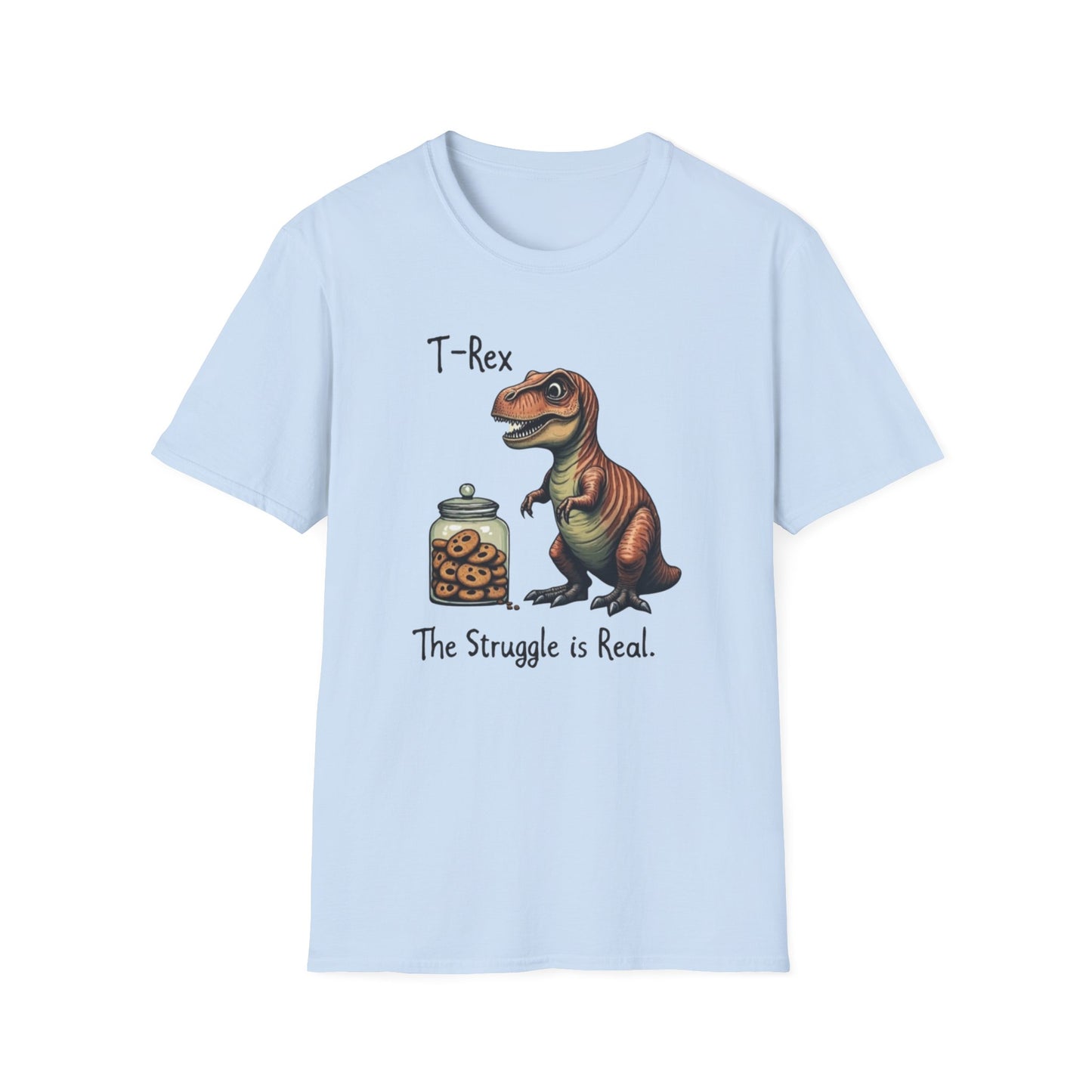 Funny T-Rex, The Struggle is real, T-Shirt, Dinosaur Gift, Unisex Apparel, Quirky Graphic Tee, Perfect for Birthdays and Parties - Psychonaut Swag