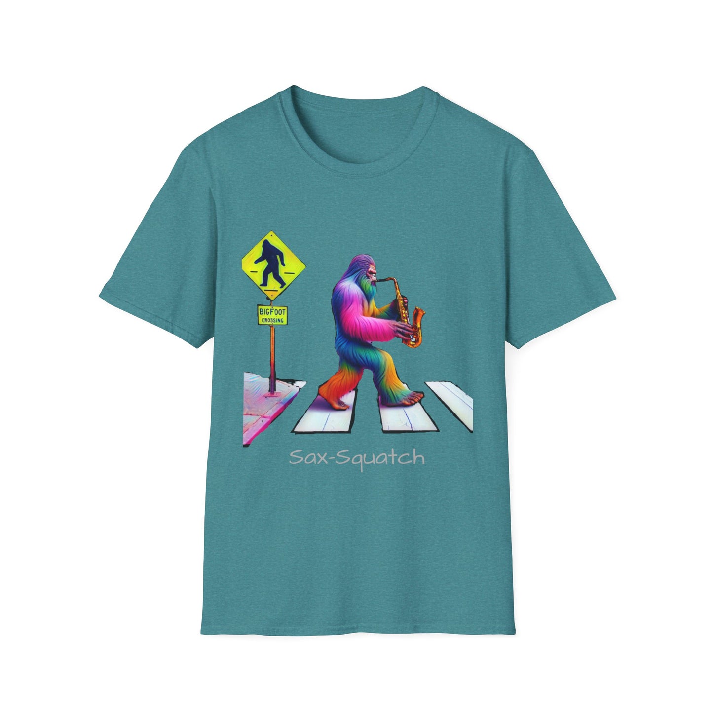 Sax-Squatch, Unisex Softstyle T-Shirt - Psychonaut Swag