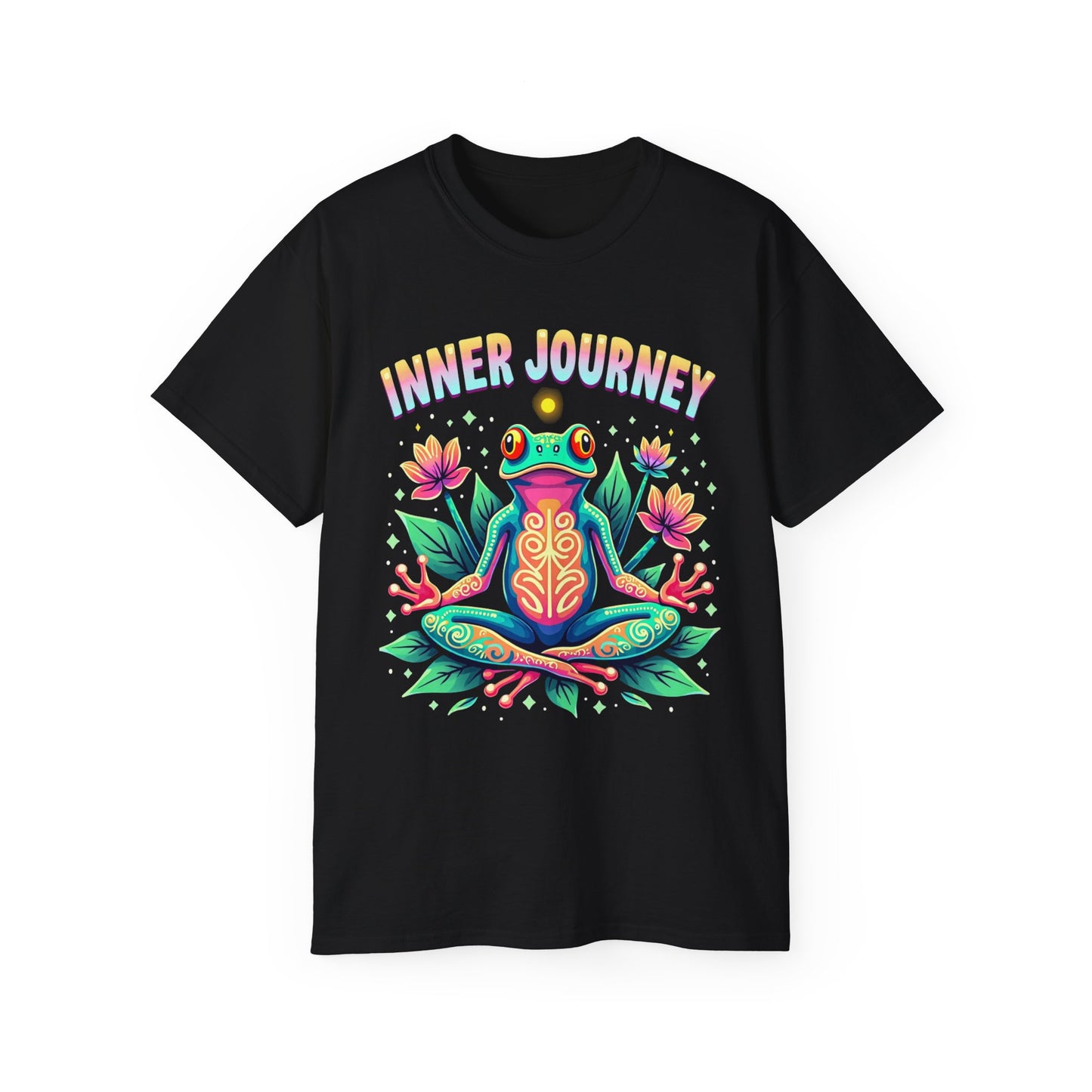 Inner Journey Unisex Ultra Cotton Tee - Vibrant Frog Design for Yoga and Meditation - Psychonaut Swag