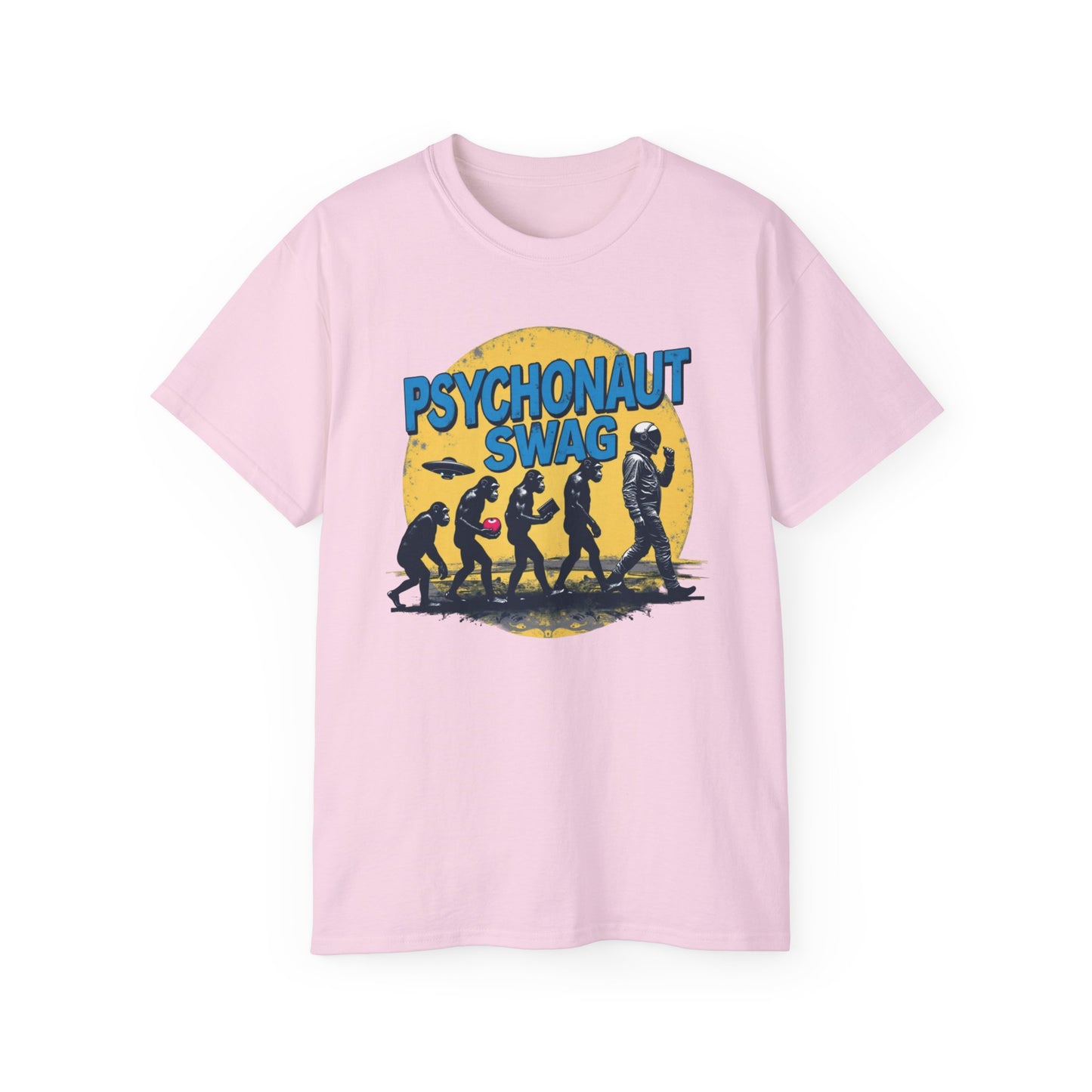 Psychonaut Evolution of Man Sunset, Unisex Tee, Retro Graphic T-Shirt, Music Festival Attire, Gift for Gamers, Casual Streetwear - Psychonaut Swag