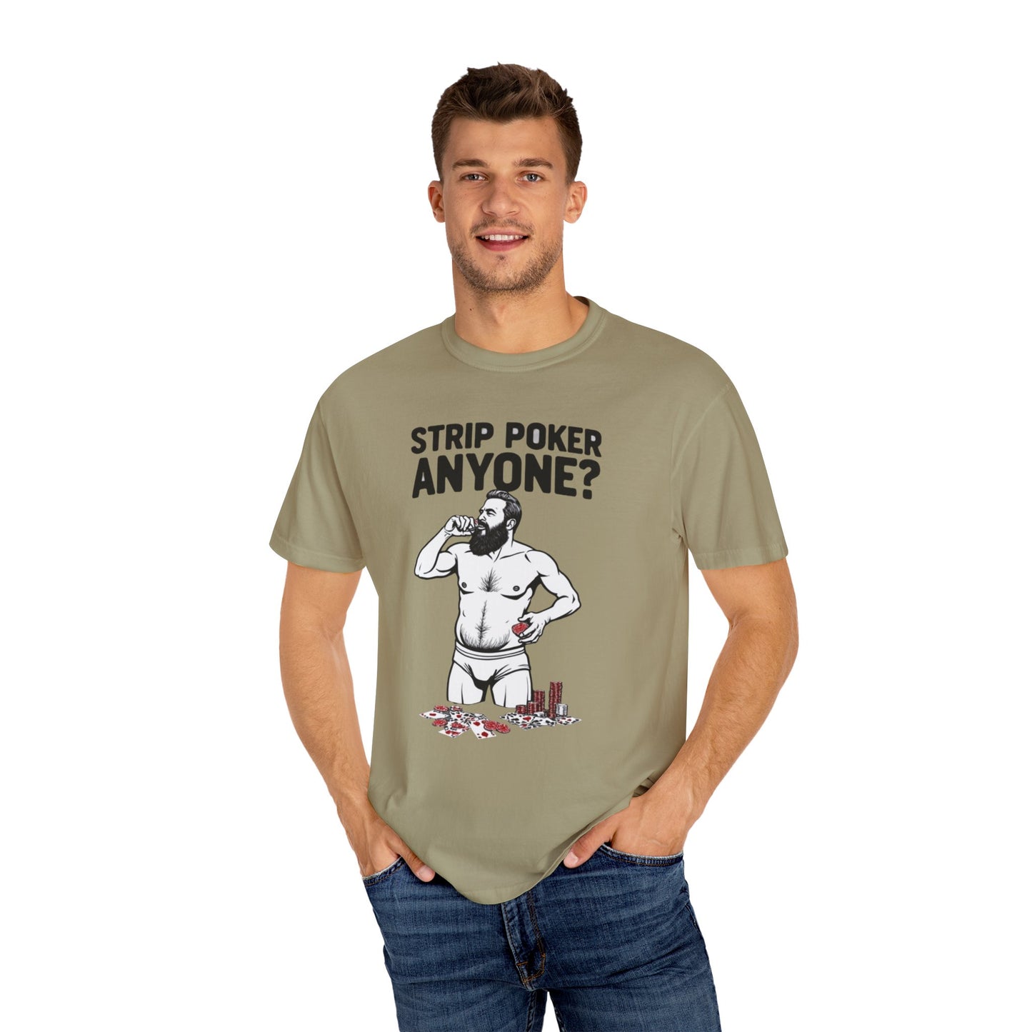 Strip Poker Humor T-Shirt, Funny Gift for Gamers, Men's Casual Tee, Party Outfit, Unique Dad Gift, Birthday or Game Night Attire