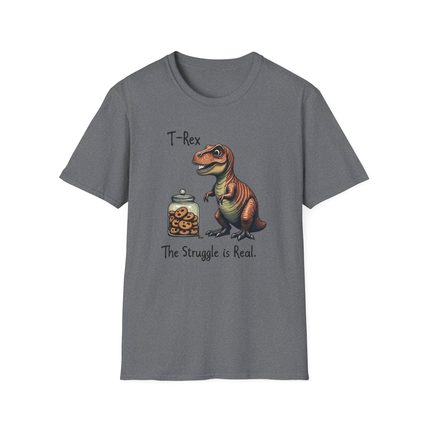 Funny T-Rex, The Struggle is real, T-Shirt, Dinosaur Gift, Unisex Apparel, Quirky Graphic Tee, Perfect for Birthdays and Parties - Psychonaut Swag