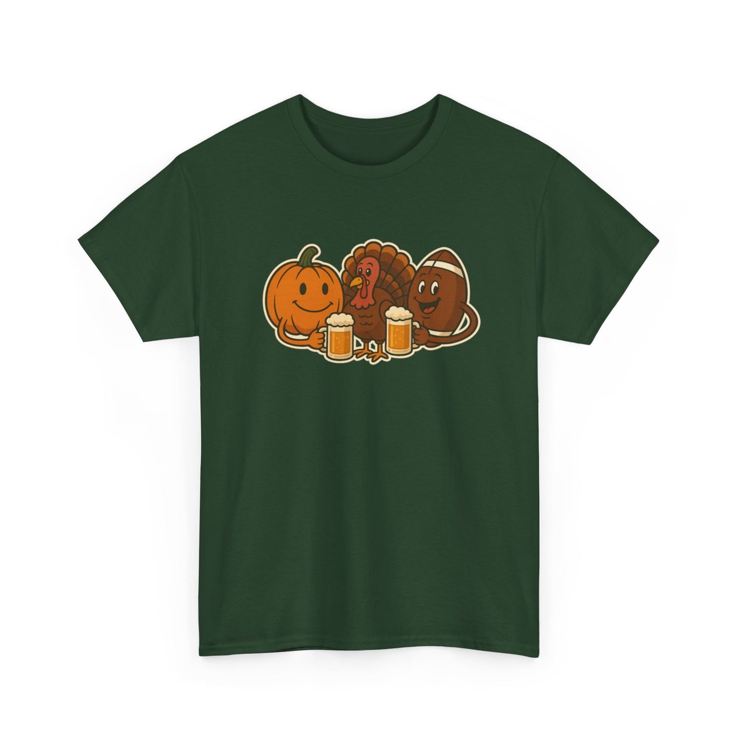 Thanksgiving Day Football & Beer Unisex Cotton Tee, Autumn T-Shirt, Holiday Apparel, Halloween Gift, Family Gathering Outfit, Seasonal Clothing